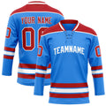 Personalized Powder & Blue Red Solid Colour Hockey Jersey