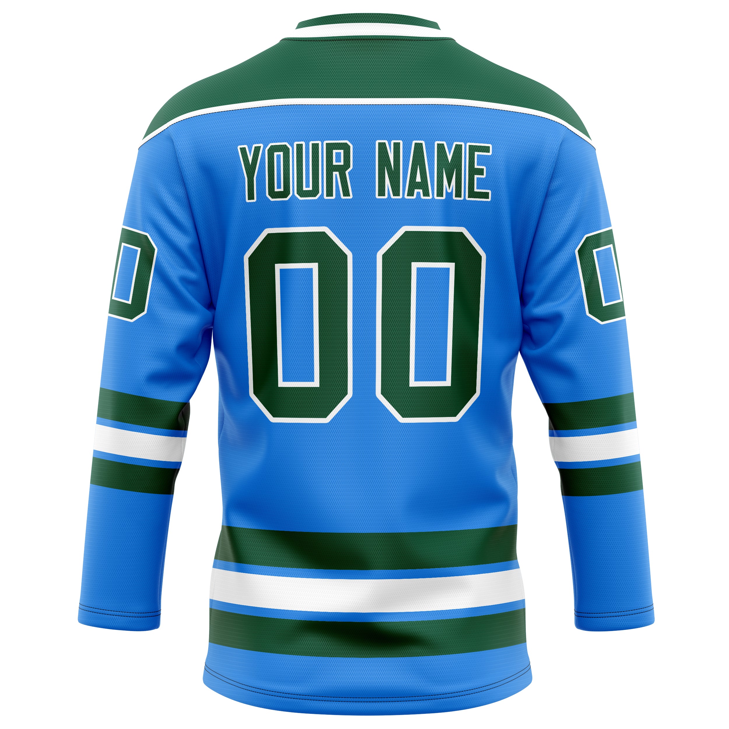 Personalized Powder & Blue Kelly Green Solid Colour Hockey Jersey