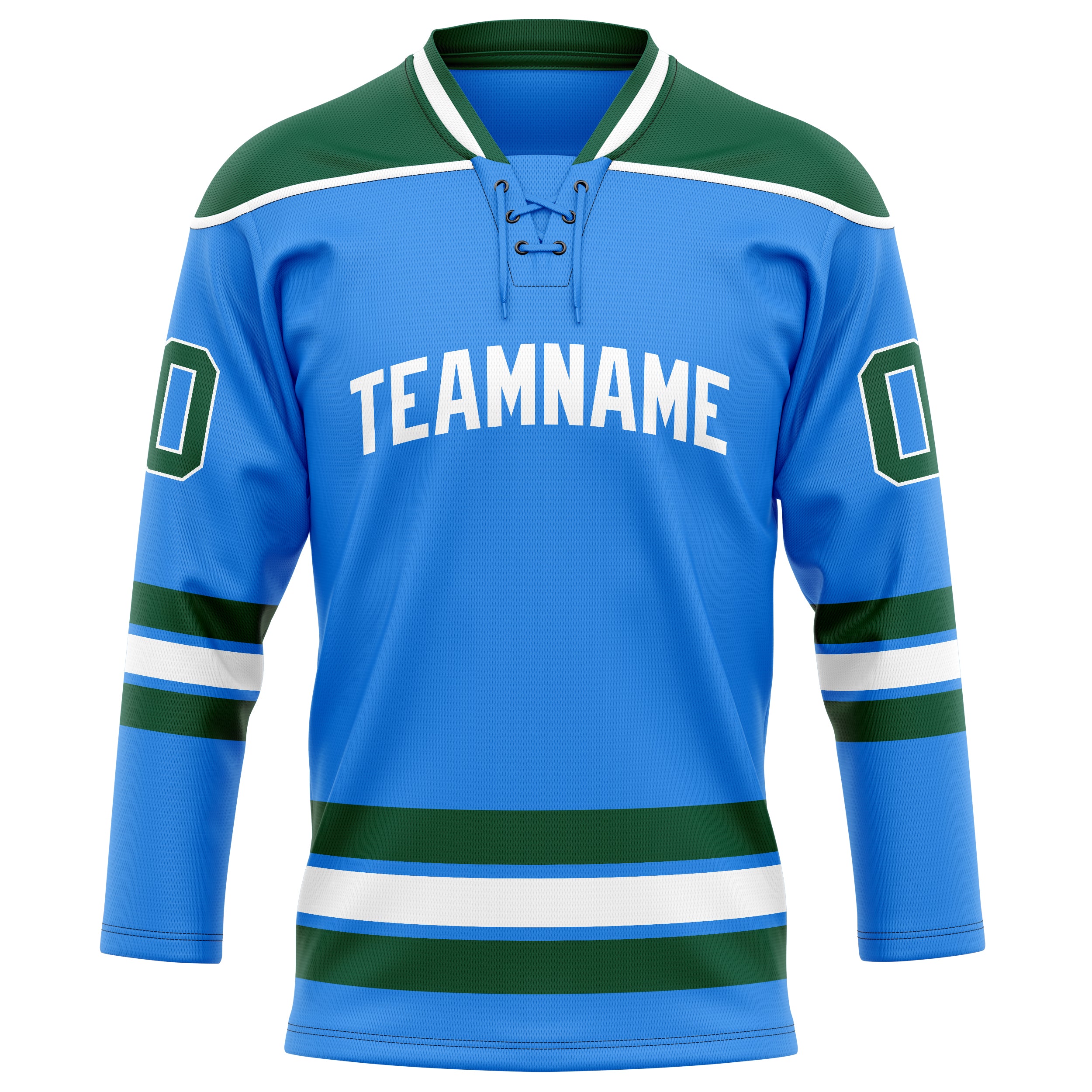 Personalized Powder & Blue Kelly Green Solid Colour Hockey Jersey