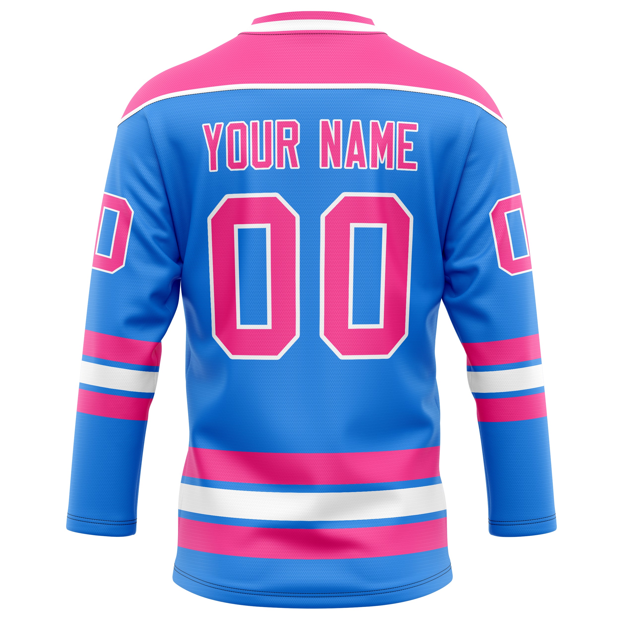 Personalized Powder & Blue Pink Solid Colour Hockey Jersey