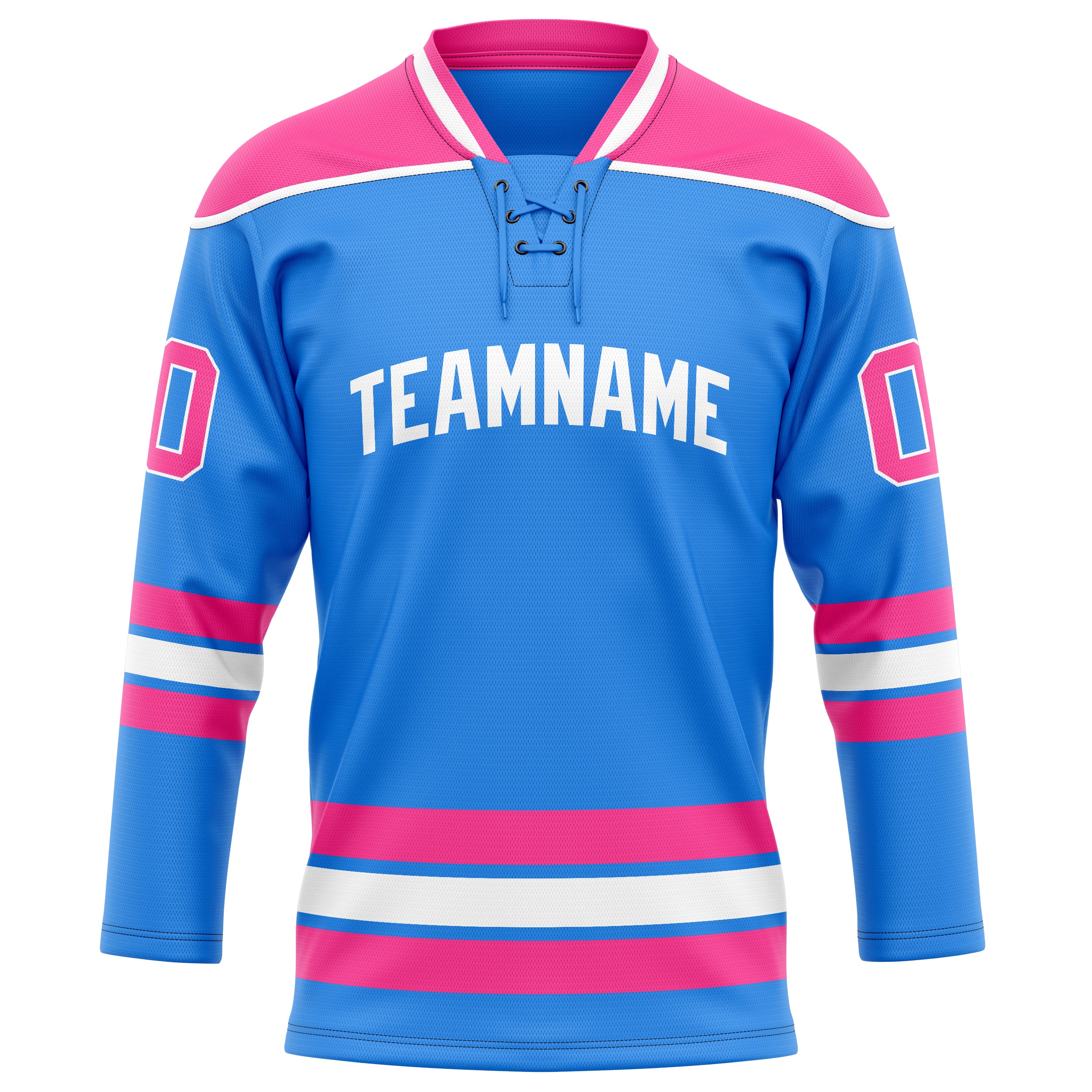 Personalized Powder & Blue Pink Solid Colour Hockey Jersey