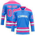 Personalized Powder & Blue Pink Solid Colour Hockey Jersey