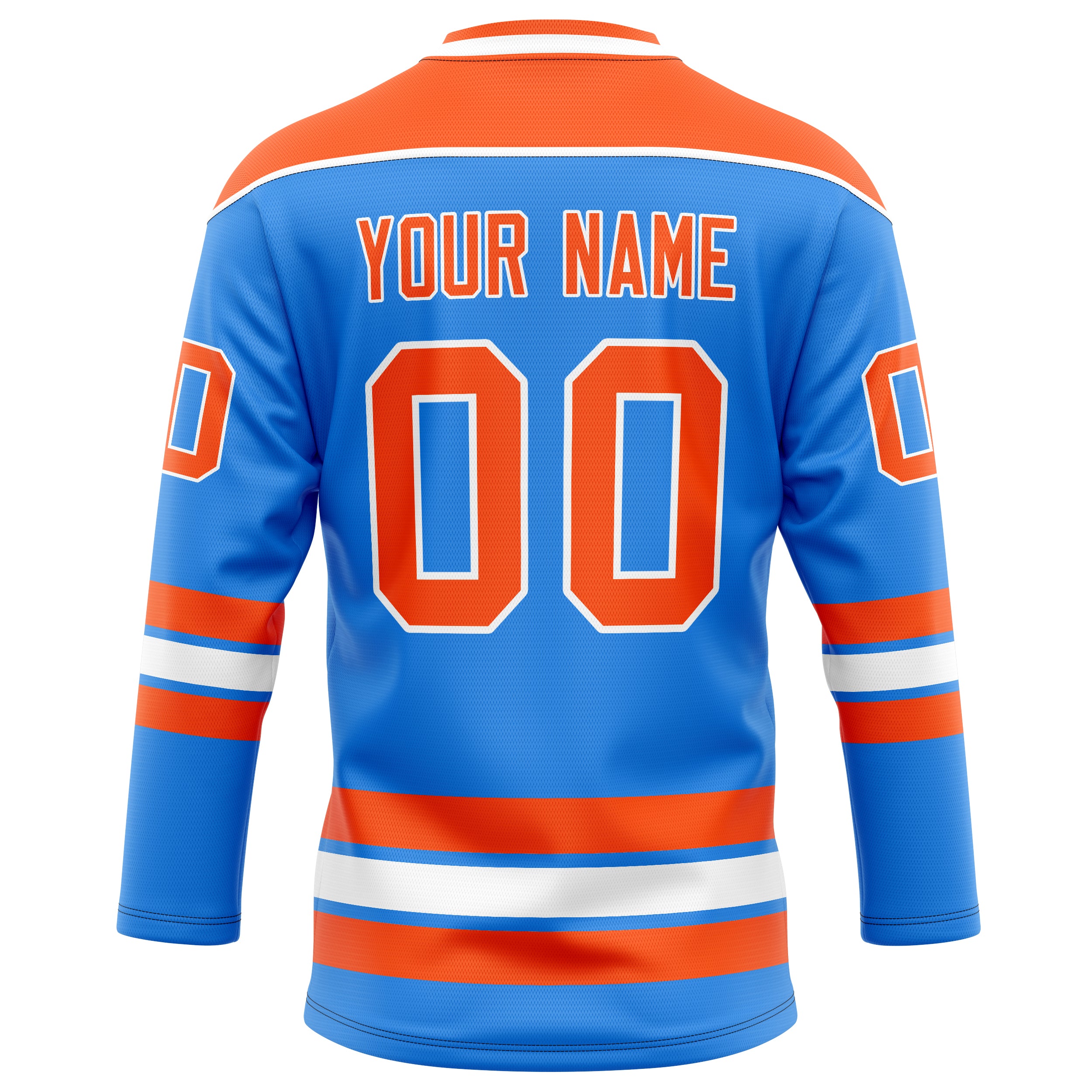 Personalized Powder & Blue Orange Solid Colour Hockey Jersey