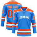 Personalized Powder & Blue Orange Solid Colour Hockey Jersey