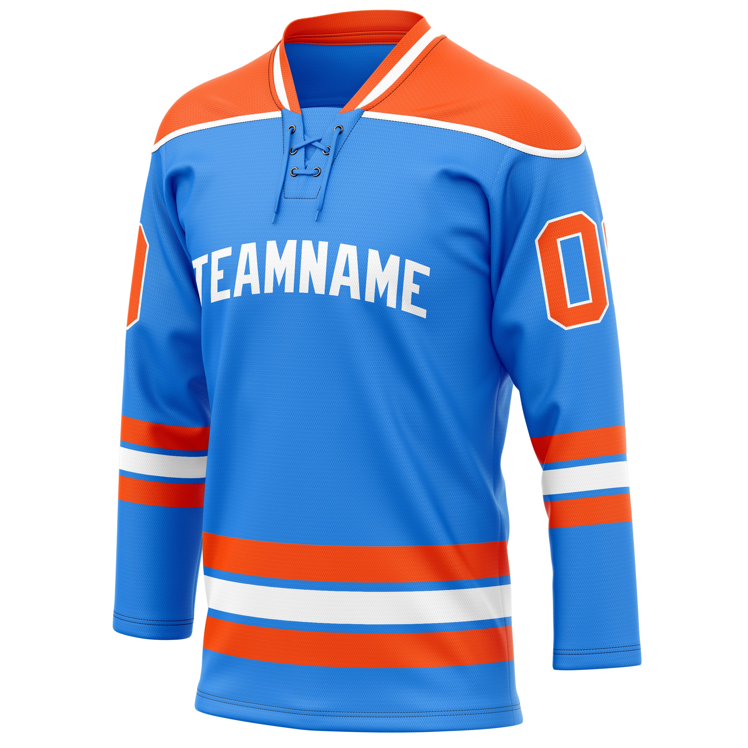 Personalized Powder & Blue Orange Solid Colour Hockey Jersey