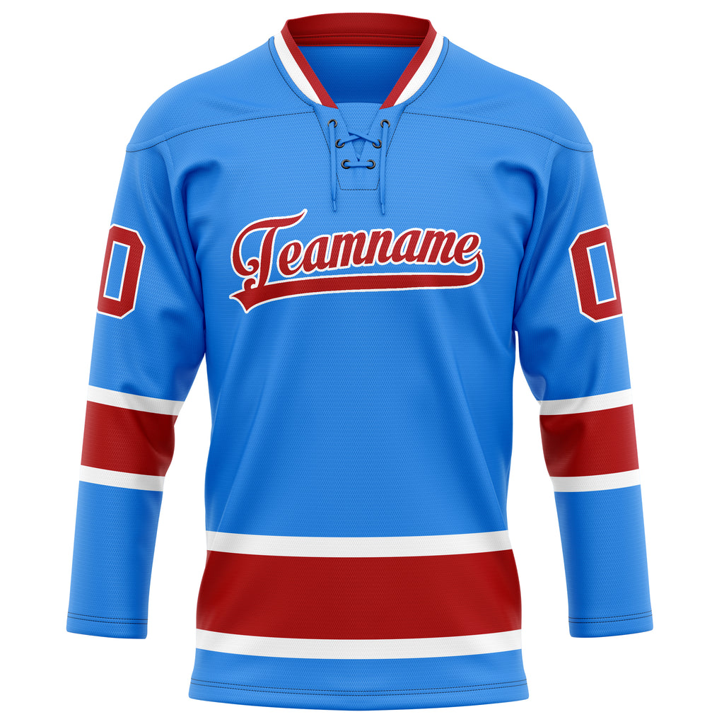 Personalized Powder & Blue Maroon Solid Colour Hockey Jersey