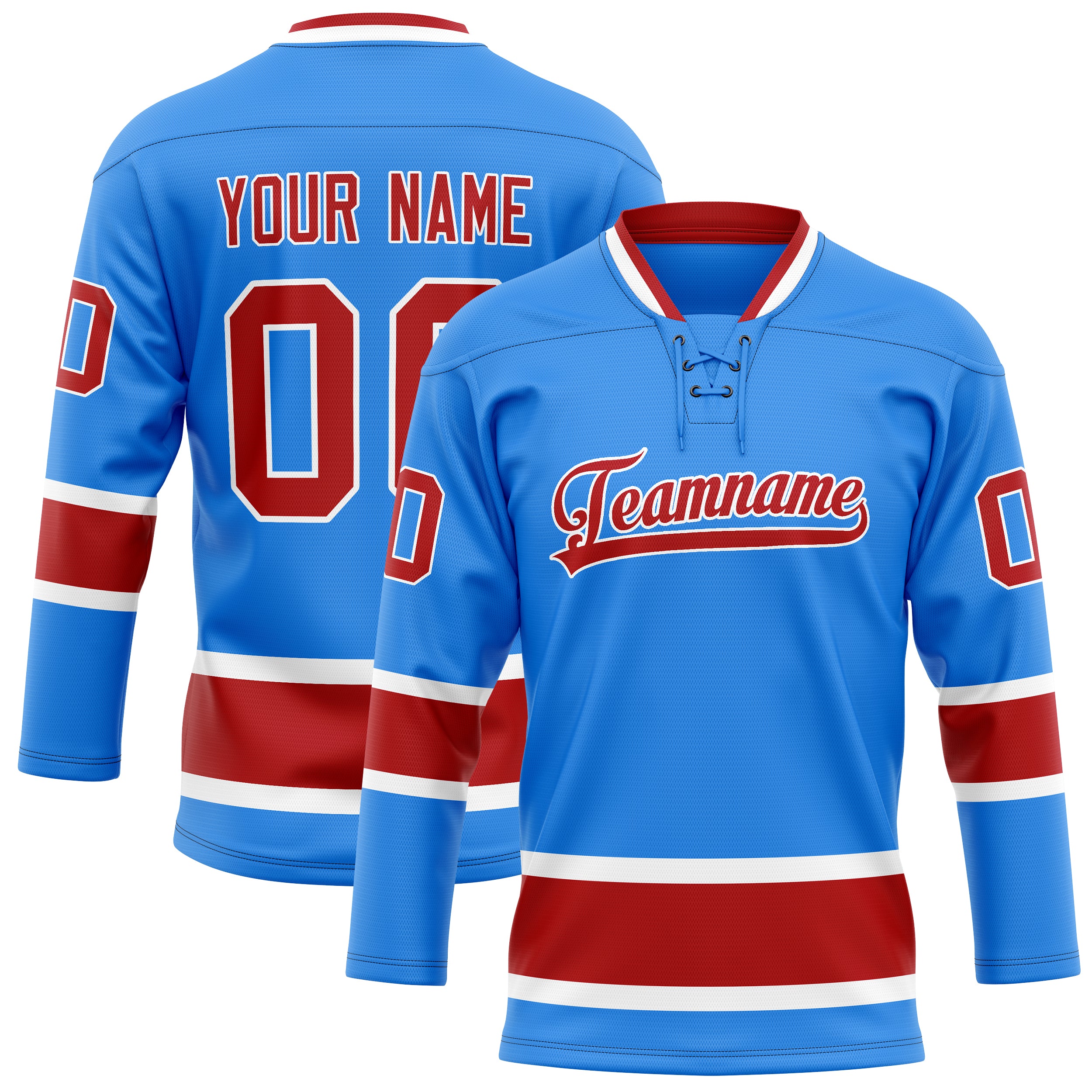Personalized Powder & Blue Maroon Solid Colour Hockey Jersey