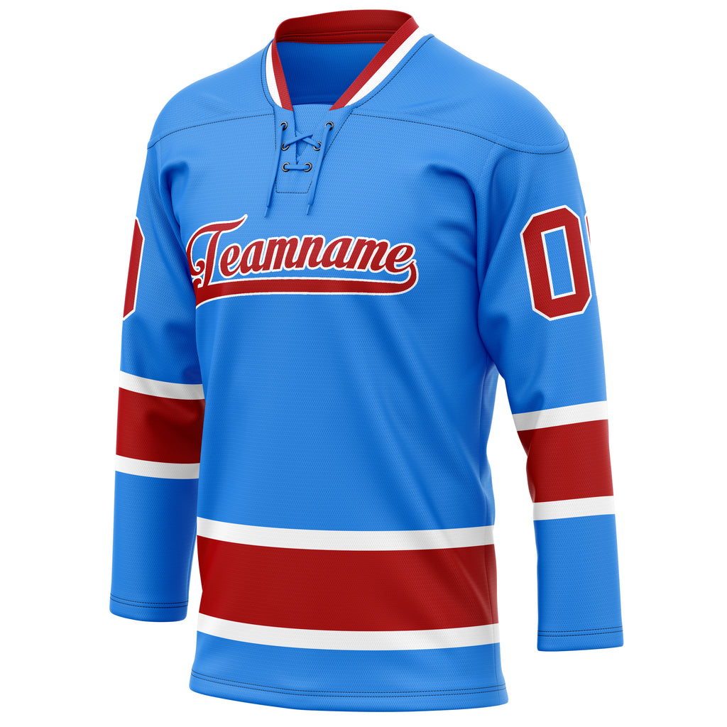 Personalized Powder & Blue Maroon Solid Colour Hockey Jersey