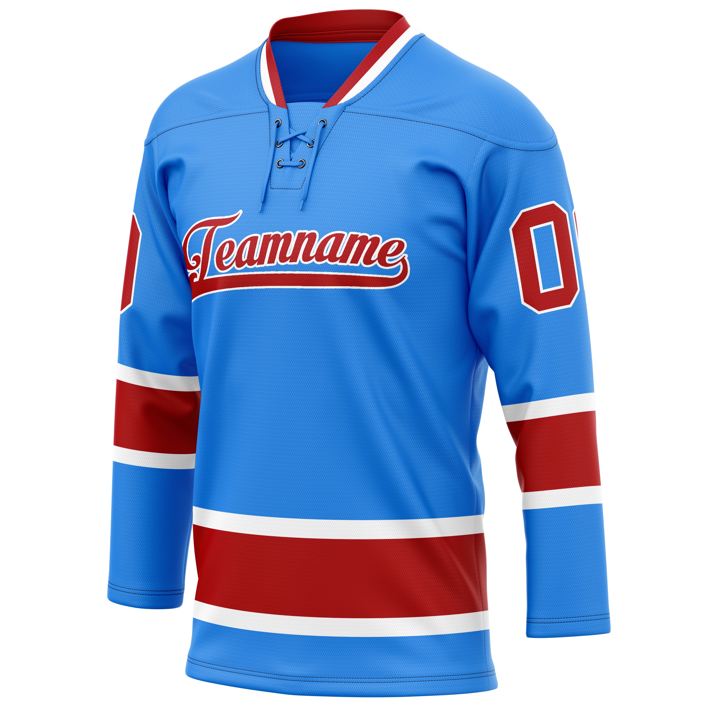 Personalized Powder & Blue Maroon Solid Colour Hockey Jersey