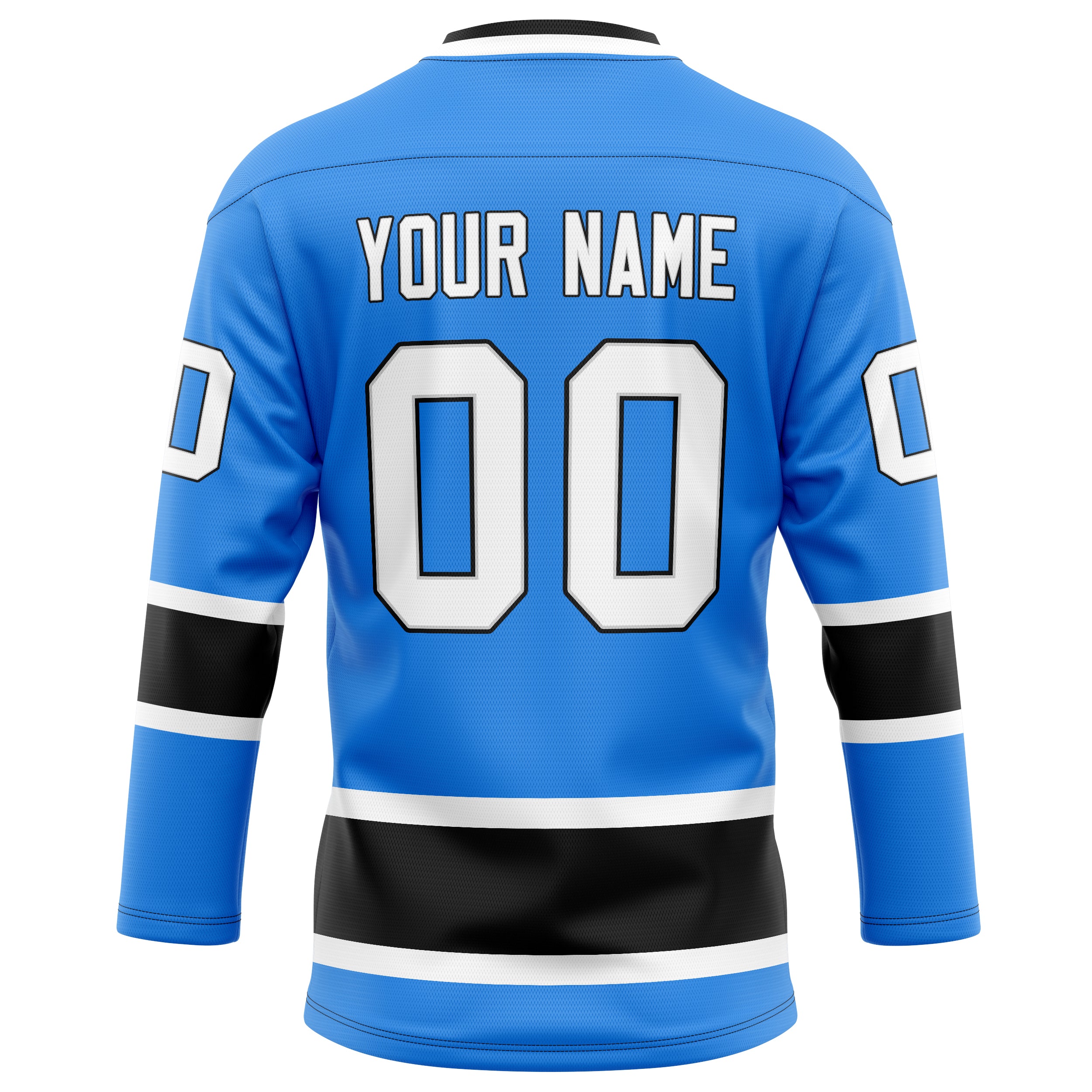 Personalized Powder & Blue Black Solid Colour Hockey Jersey