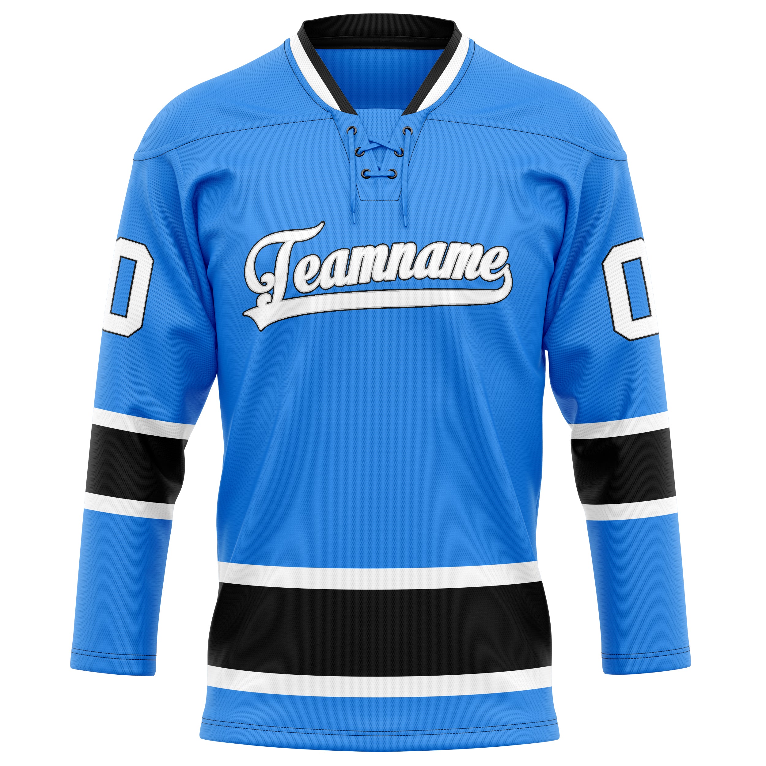Personalized Powder & Blue Black Solid Colour Hockey Jersey