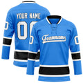 Personalized Powder & Blue Black Solid Colour Hockey Jersey