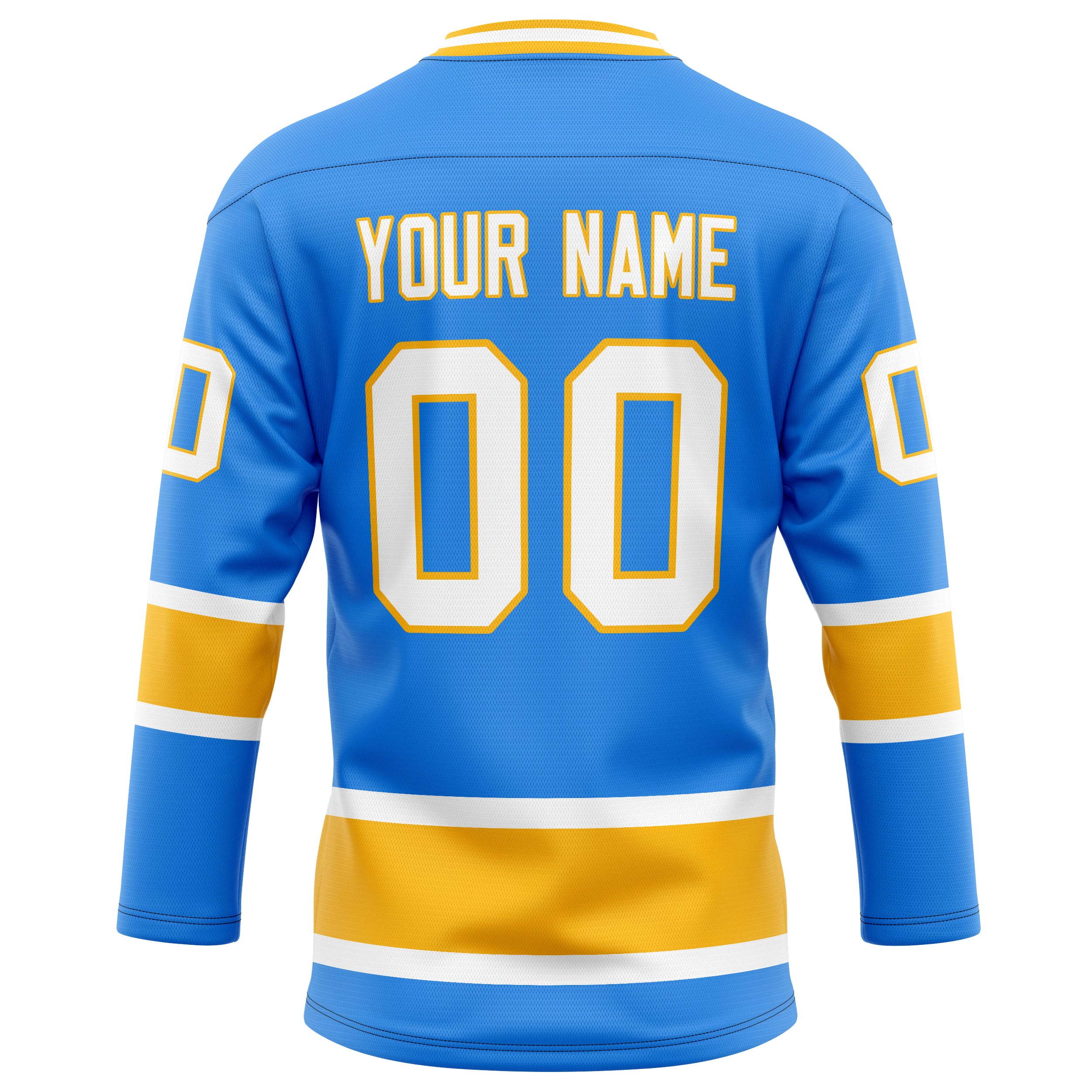 Personalized Powder & Blue Gold Solid Colour Hockey Jersey