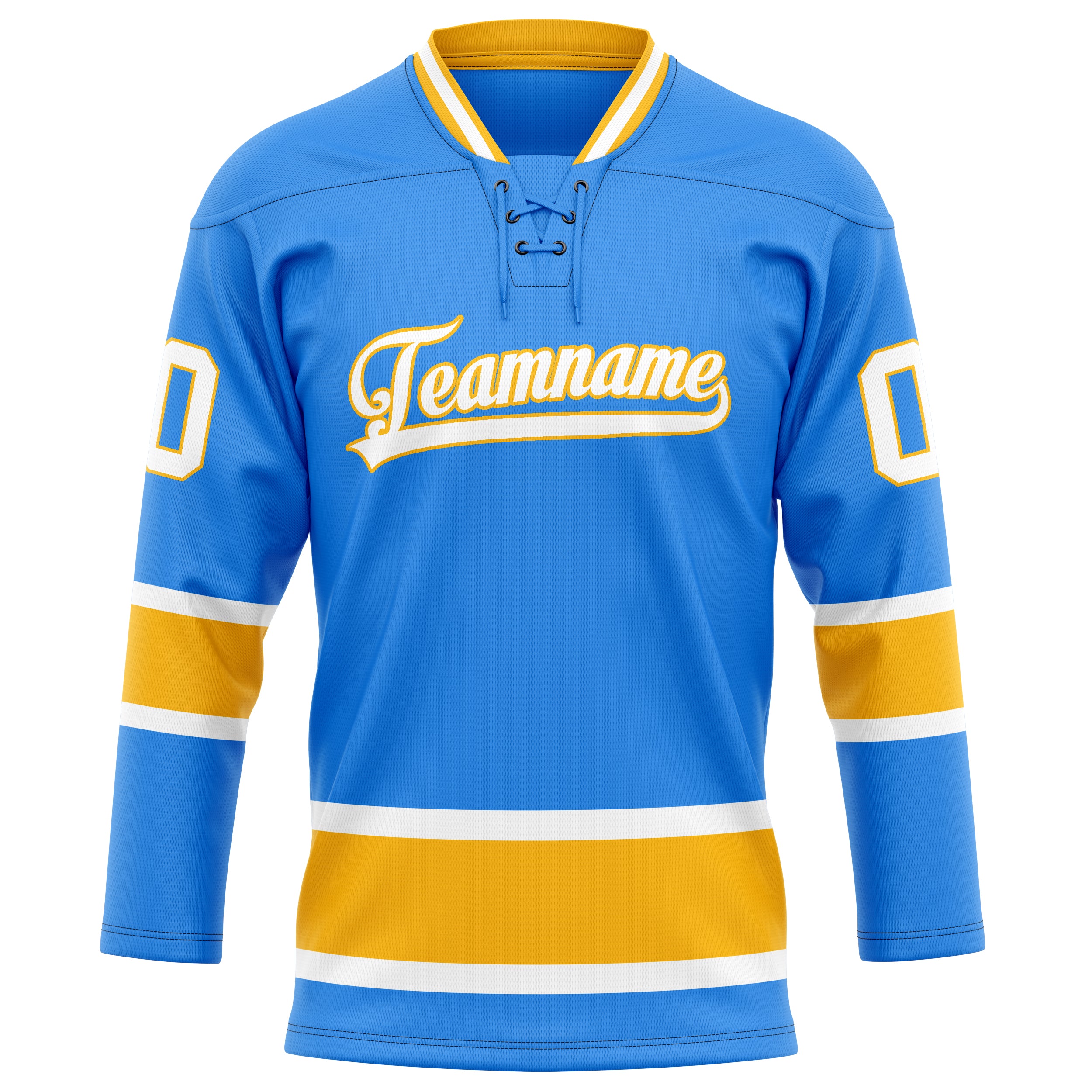 Personalized Powder & Blue Gold Solid Colour Hockey Jersey