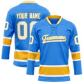 Personalized Powder & Blue Gold Solid Colour Hockey Jersey