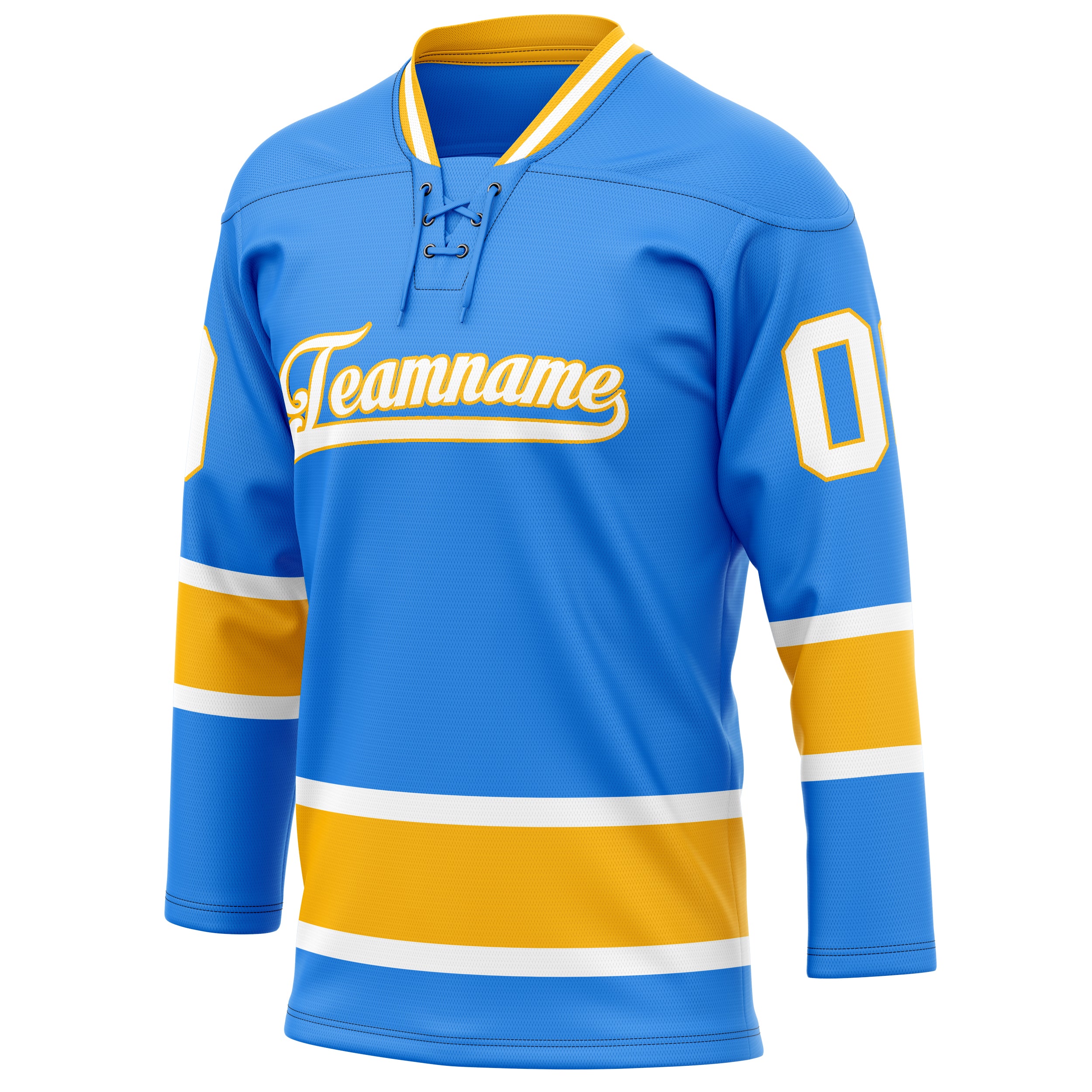 Personalized Powder & Blue Gold Solid Colour Hockey Jersey