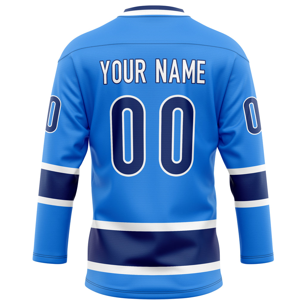 Personalized Powder & Blue Navy Solid Colour Hockey Jersey