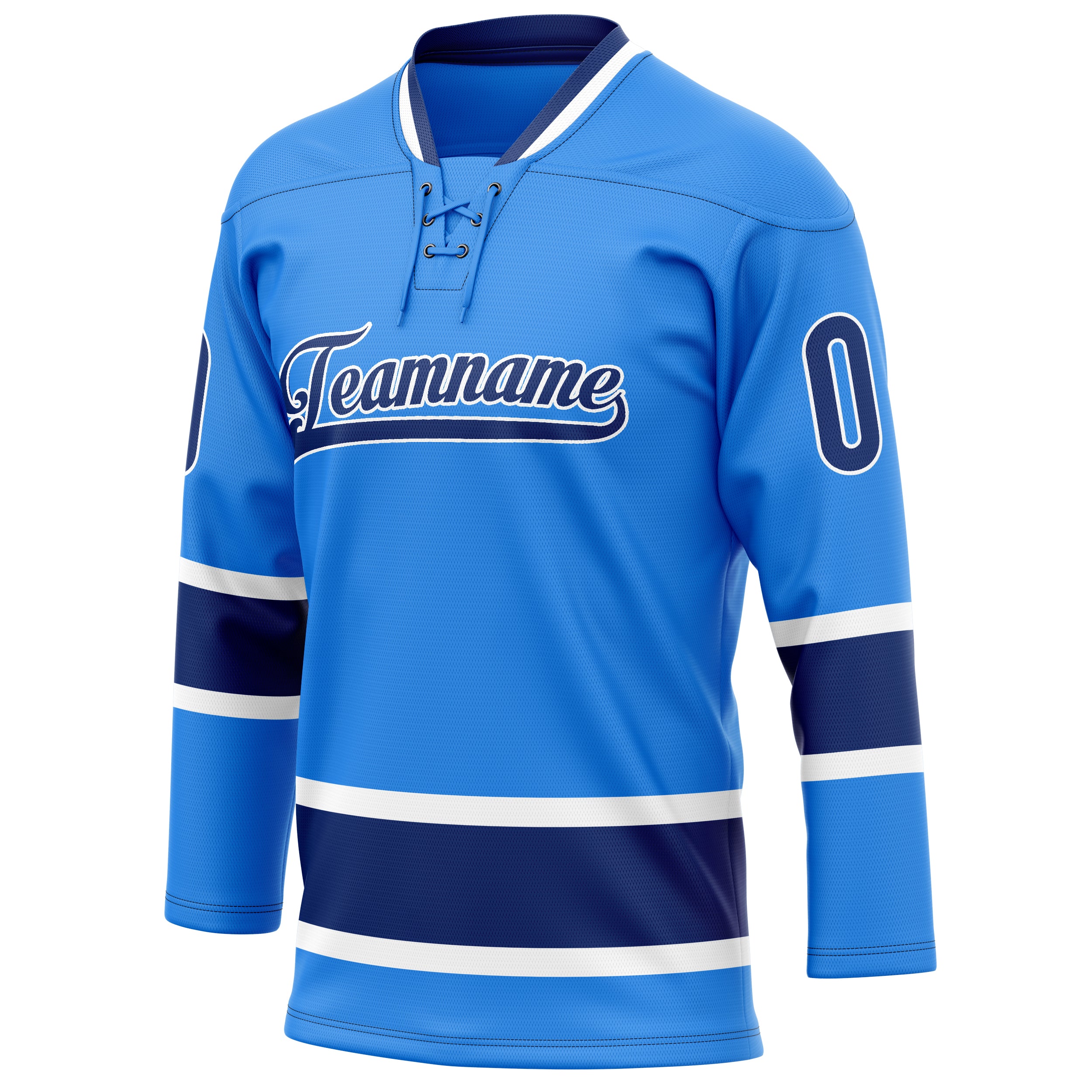 Personalized Powder & Blue Navy Solid Colour Hockey Jersey