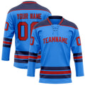 Personalized Powder & Blue Red Solid Colour Hockey Jersey