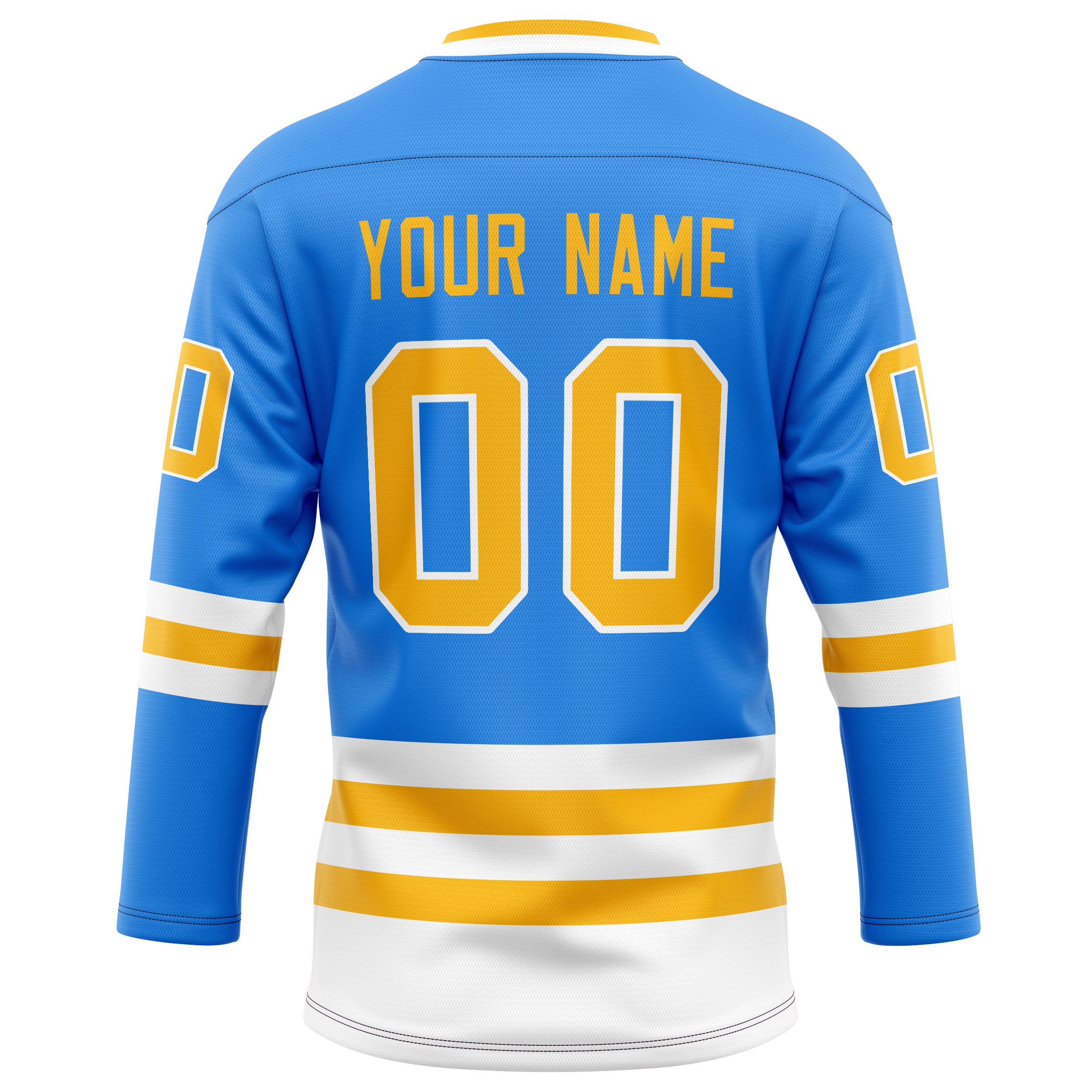 Personalized Powder & Blue Gold Solid Colour Hockey Jersey