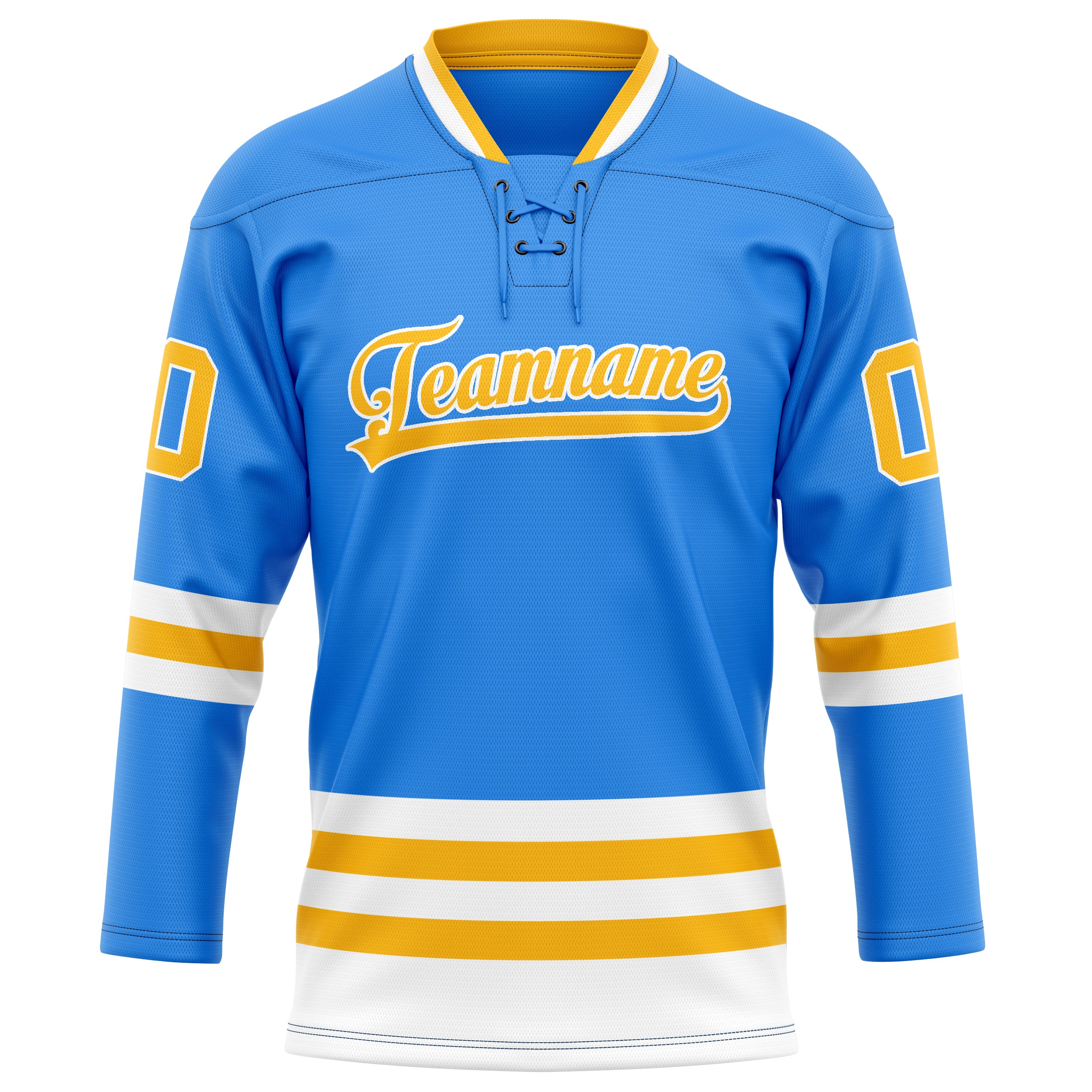 Personalized Powder & Blue Gold Solid Colour Hockey Jersey