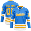 Personalized Powder & Blue Gold Solid Colour Hockey Jersey