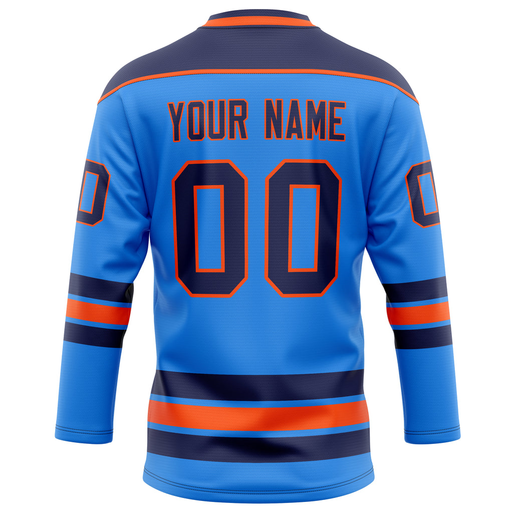 Personalized Powder & Blue Navy Solid Colour Hockey Jersey