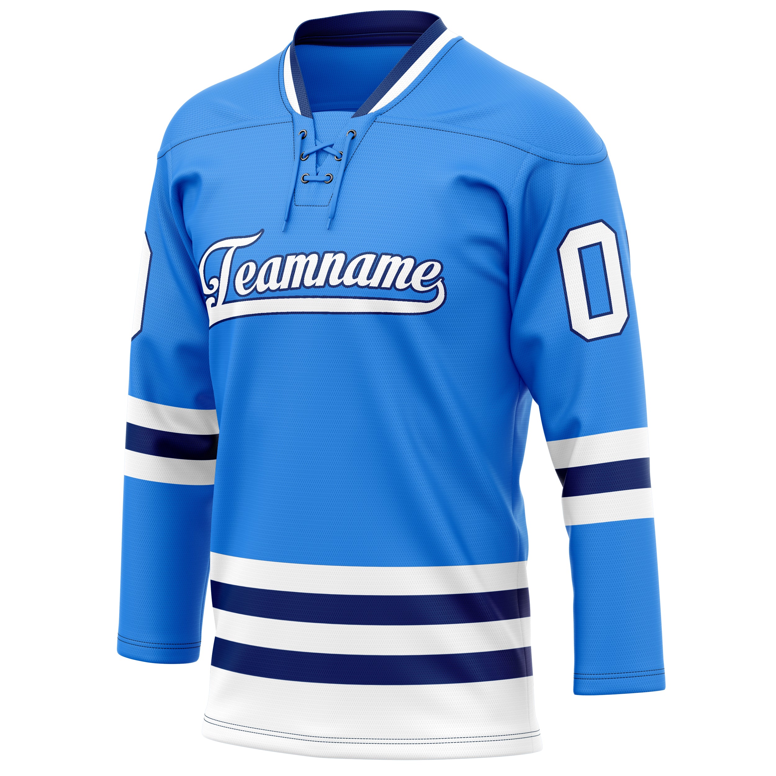 Personalized Powder & Blue Navy Solid Colour Hockey Jersey