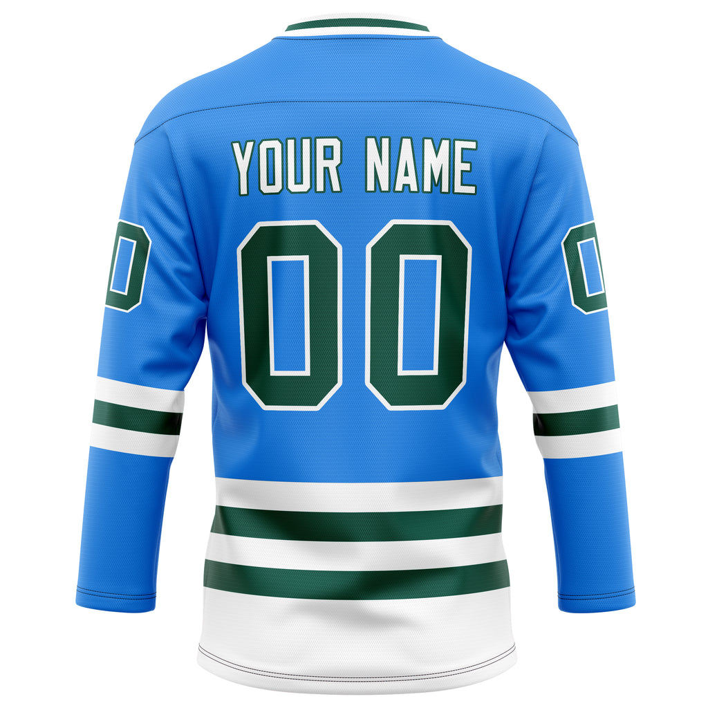 Personalized Powder & Blue Kelly Green Solid Colour Hockey Jersey