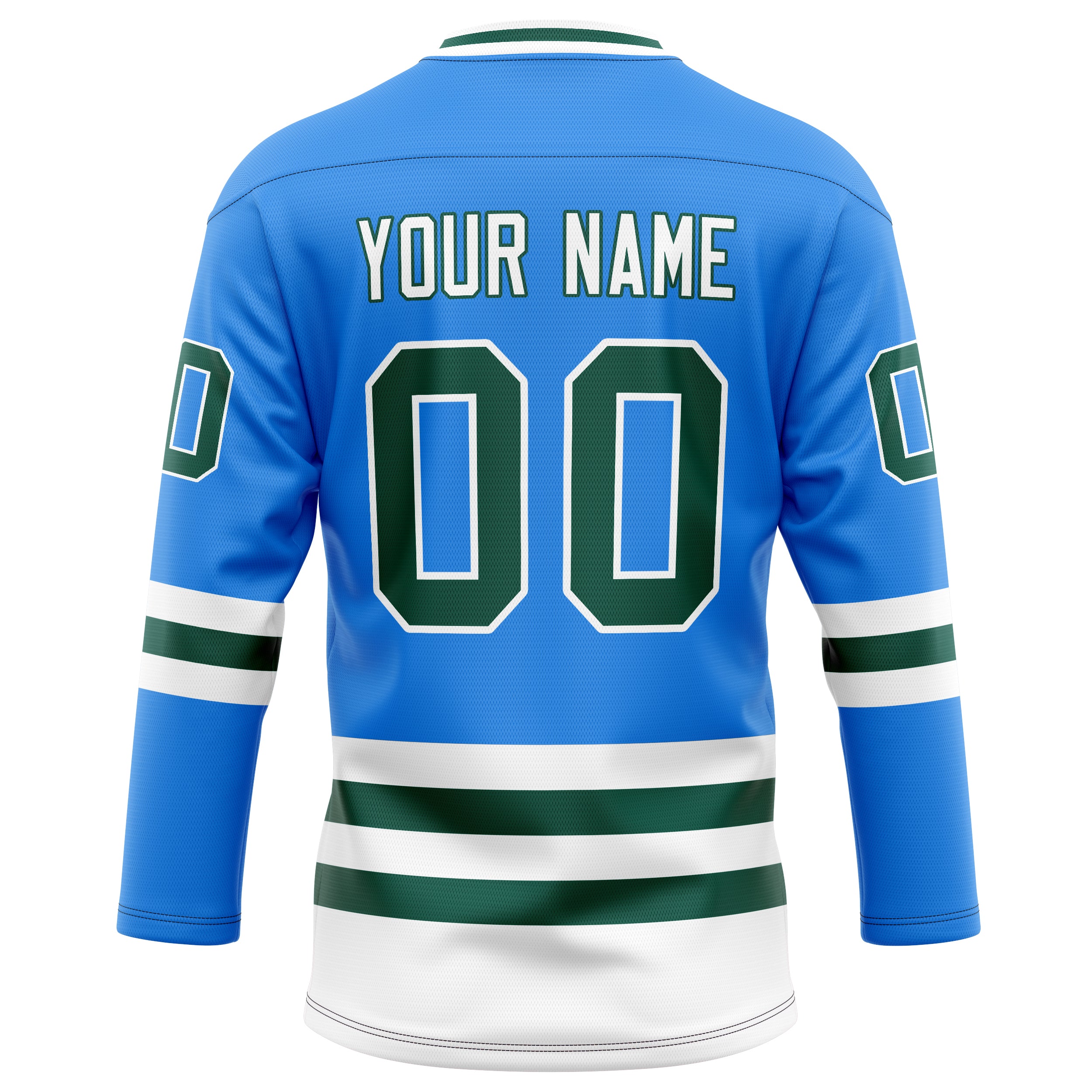 Personalized Powder & Blue Kelly Green Solid Colour Hockey Jersey