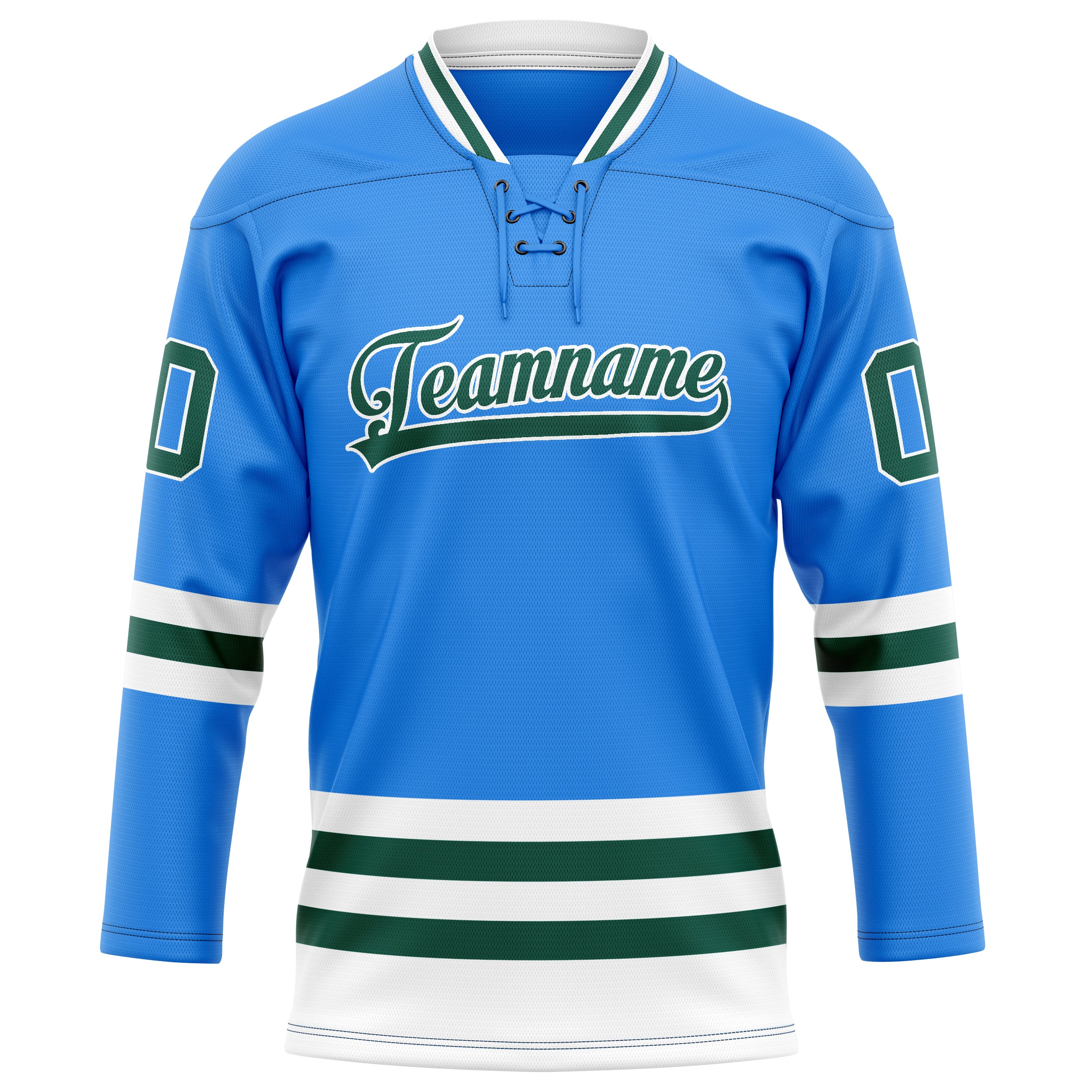 Personalized Powder & Blue Kelly Green Solid Colour Hockey Jersey
