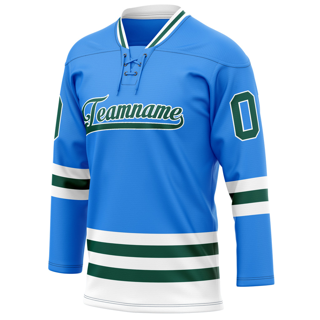 Personalized Powder & Blue Kelly Green Solid Colour Hockey Jersey