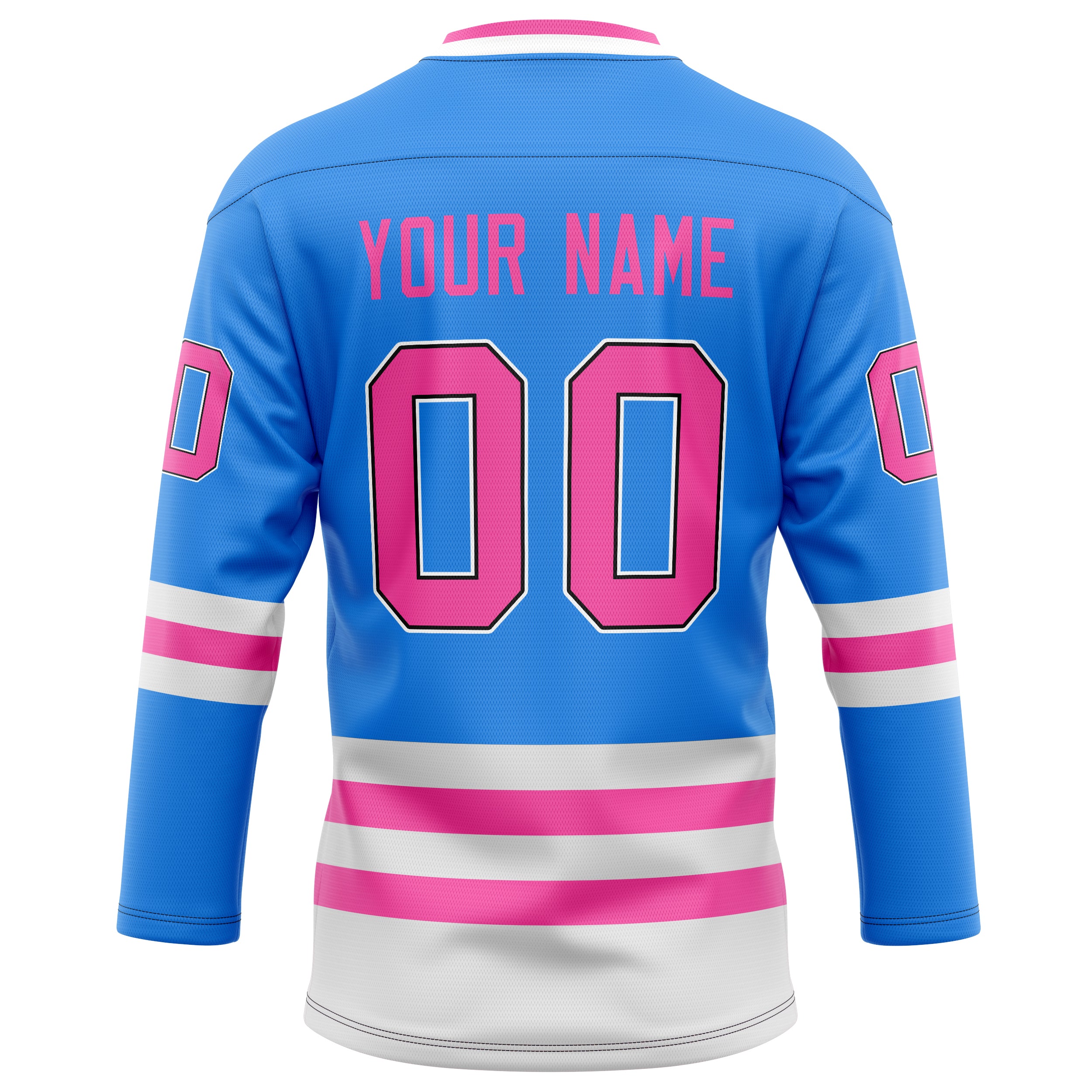 Personalized Powder & Blue Pink Solid Colour Hockey Jersey