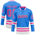 Personalized Powder & Blue Pink Solid Colour Hockey Jersey