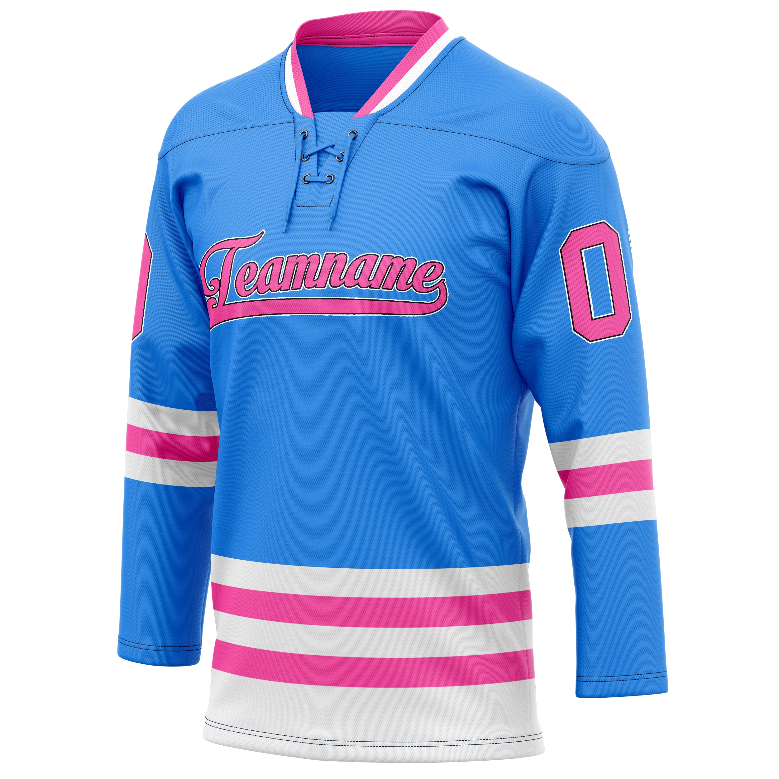Personalized Powder & Blue Pink Solid Colour Hockey Jersey