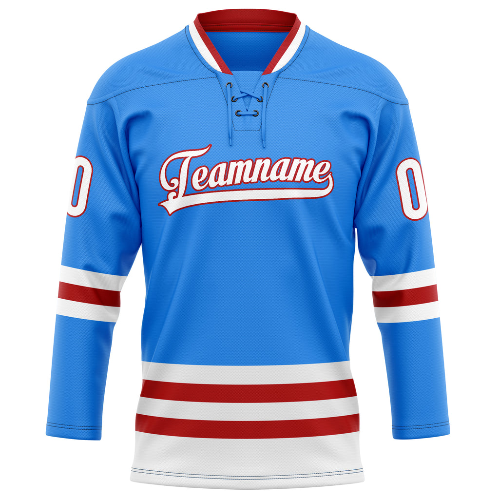 Personalized Powder & Blue Maroon Solid Colour Hockey Jersey