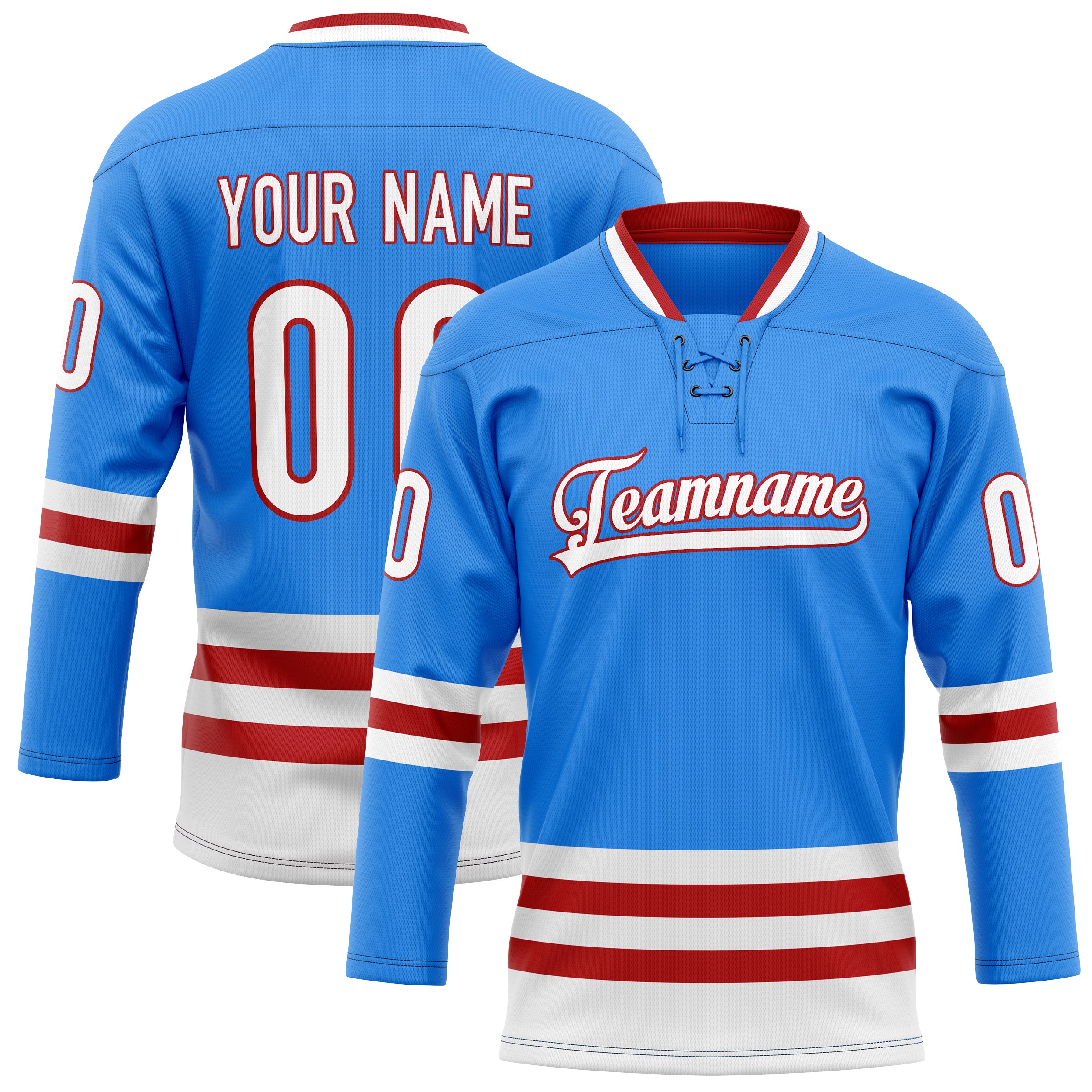 Personalized Powder & Blue Maroon Solid Colour Hockey Jersey