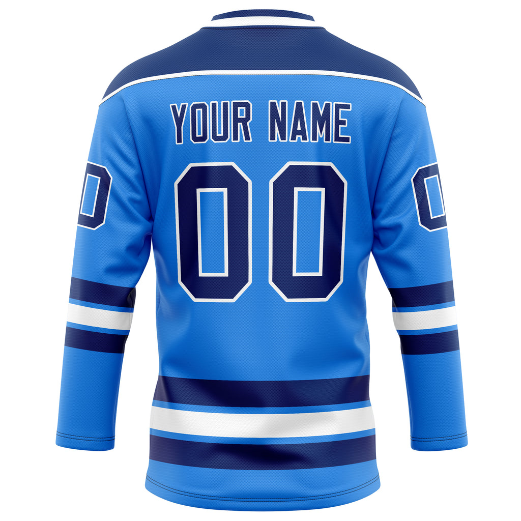 Personalized Powder & Blue Navy Solid Colour Hockey Jersey