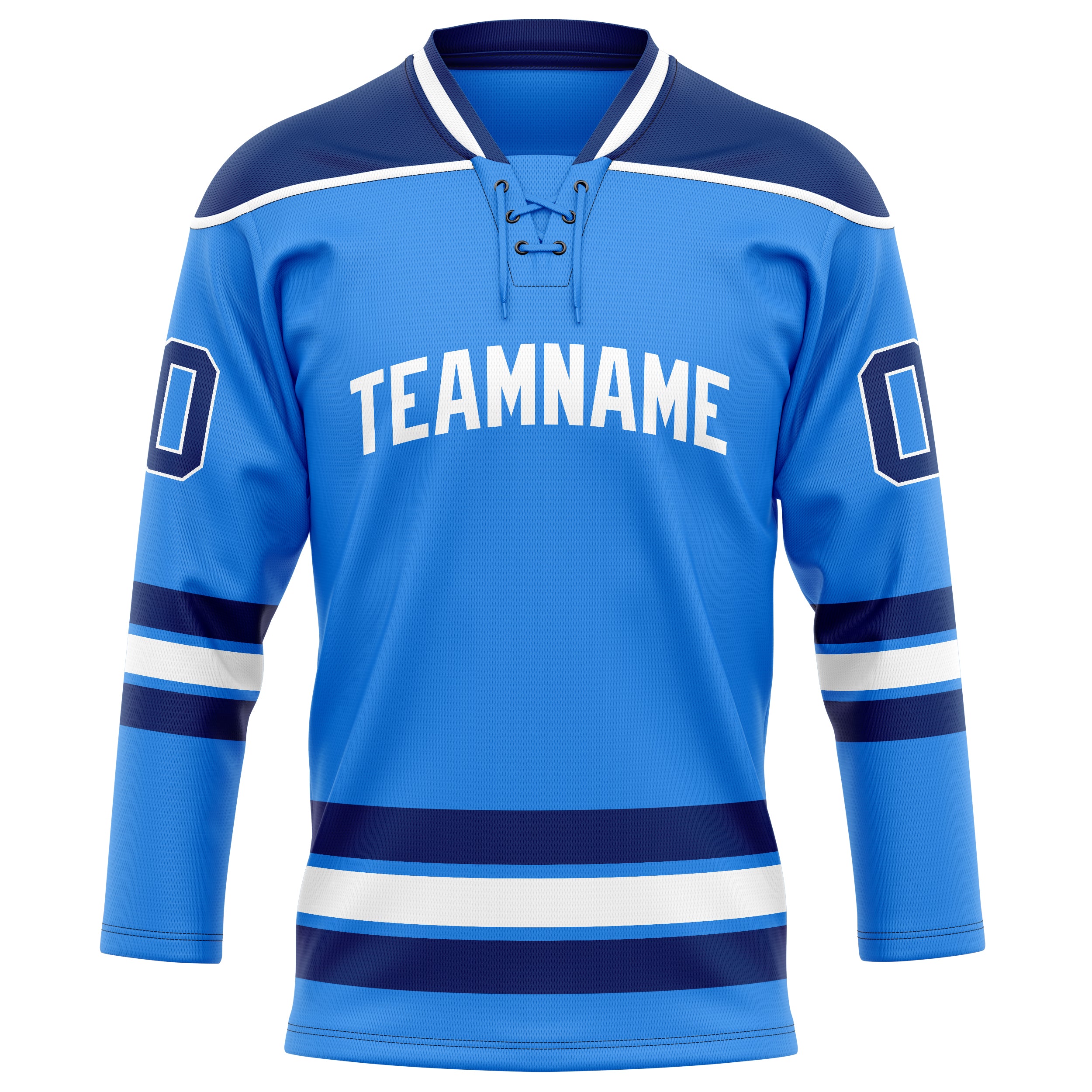 Personalized Powder & Blue Navy Solid Colour Hockey Jersey