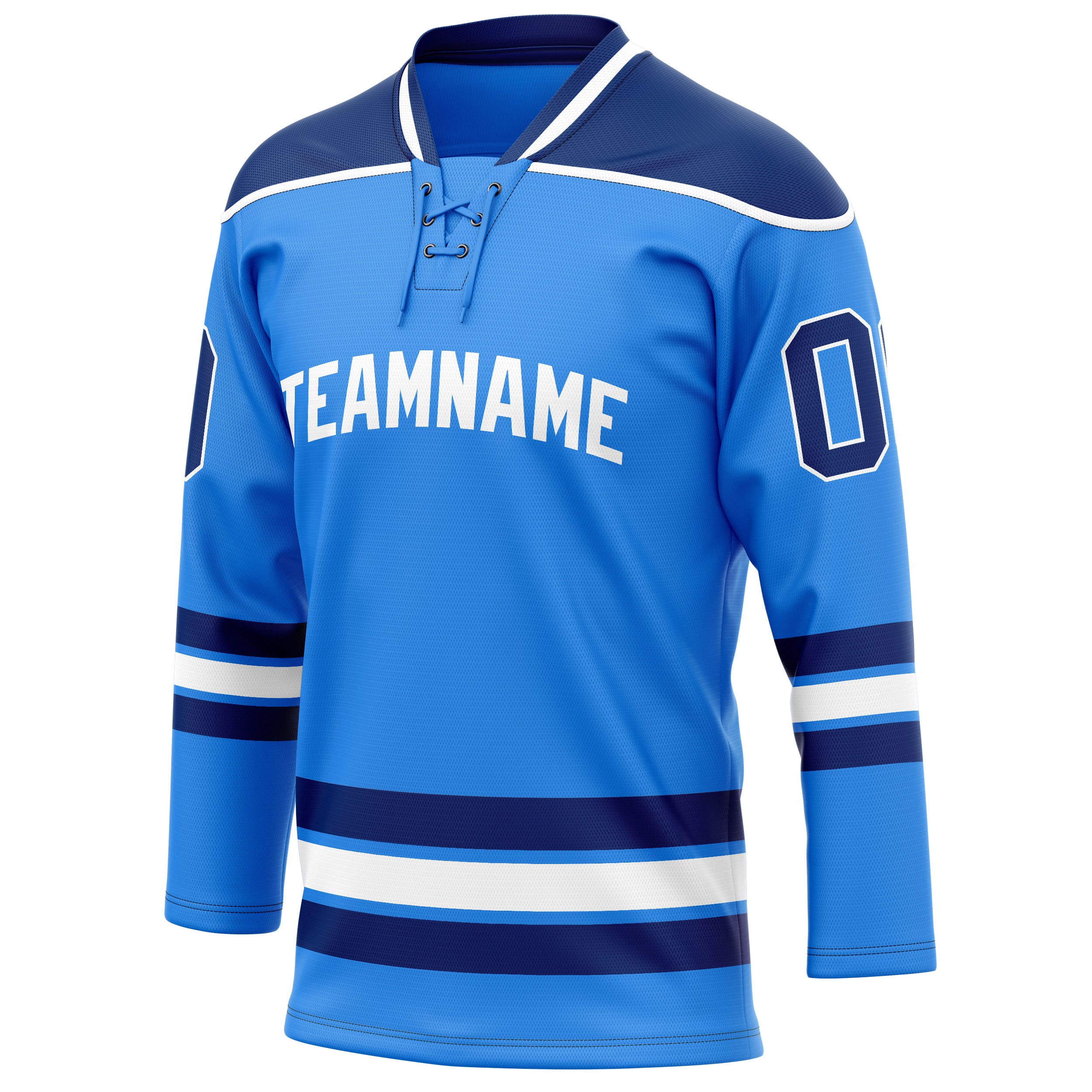 Personalized Powder & Blue Navy Solid Colour Hockey Jersey