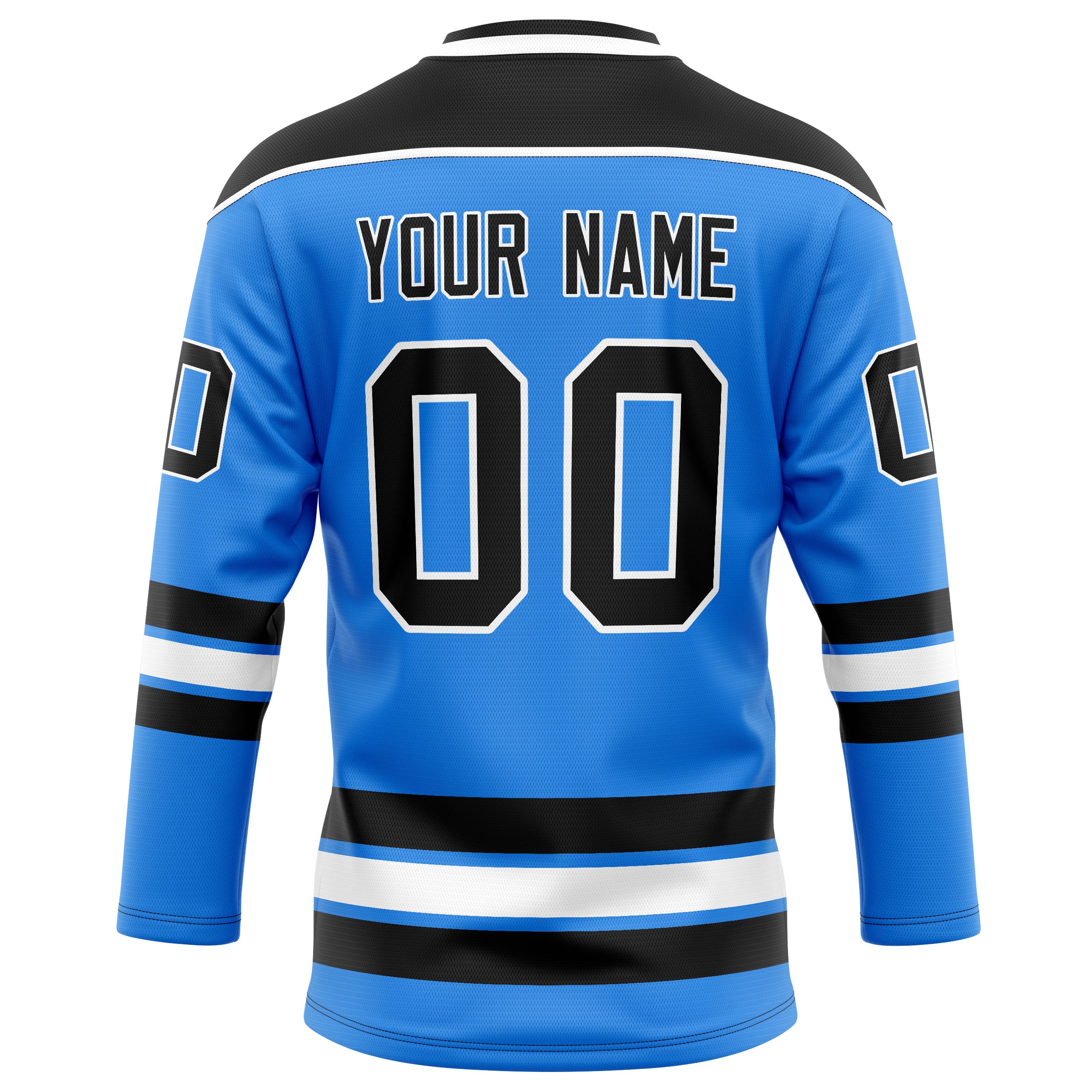 Personalized Powder & Blue Black Solid Colour Hockey Jersey