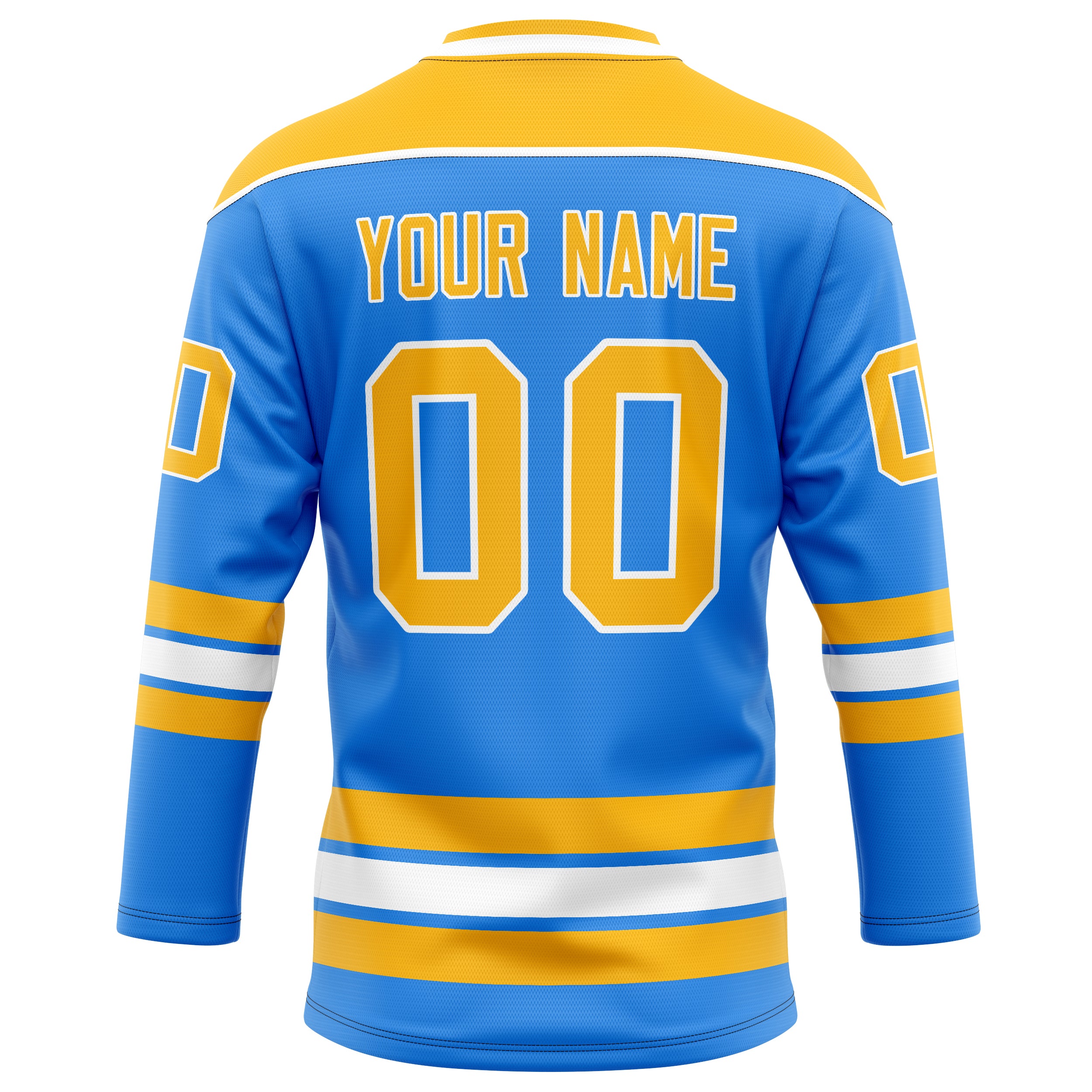 Personalized Powder & Blue Gold Solid Colour Hockey Jersey