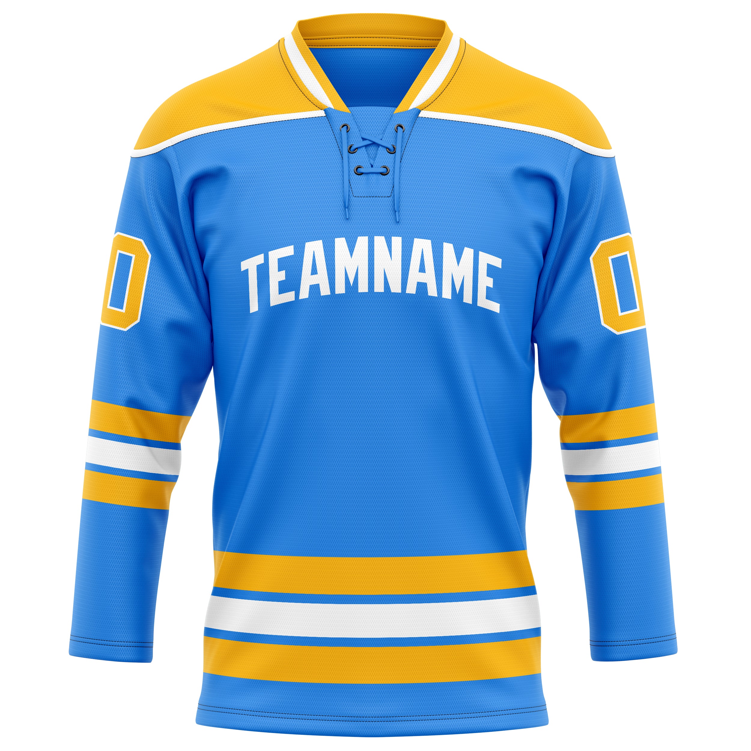 Personalized Powder & Blue Gold Solid Colour Hockey Jersey