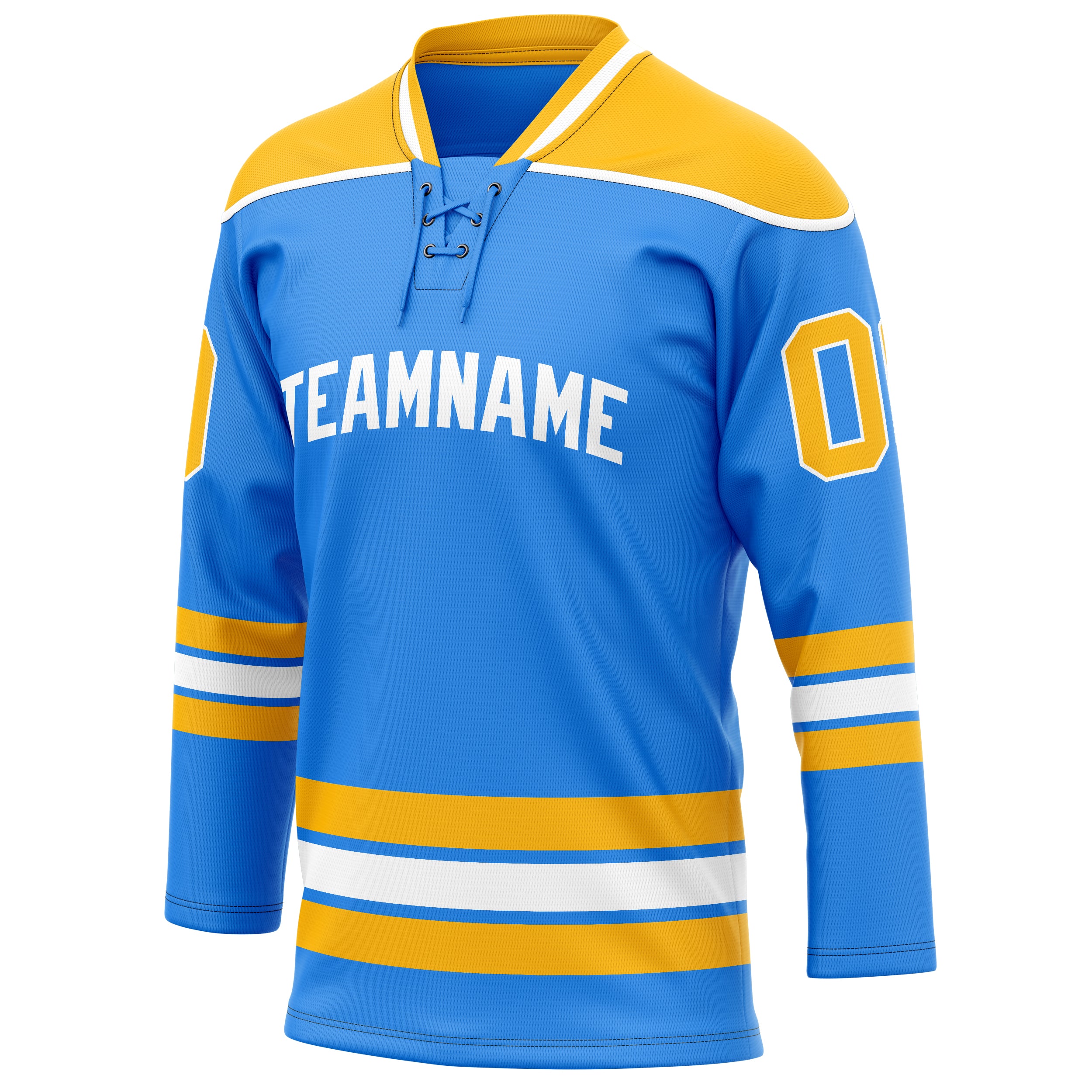 Personalized Powder & Blue Gold Solid Colour Hockey Jersey