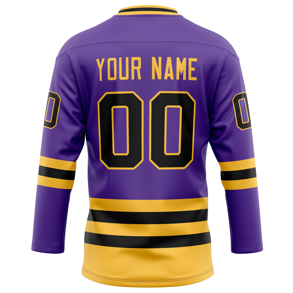 Personalized Purple & Gold Solid Colour Hockey Jersey