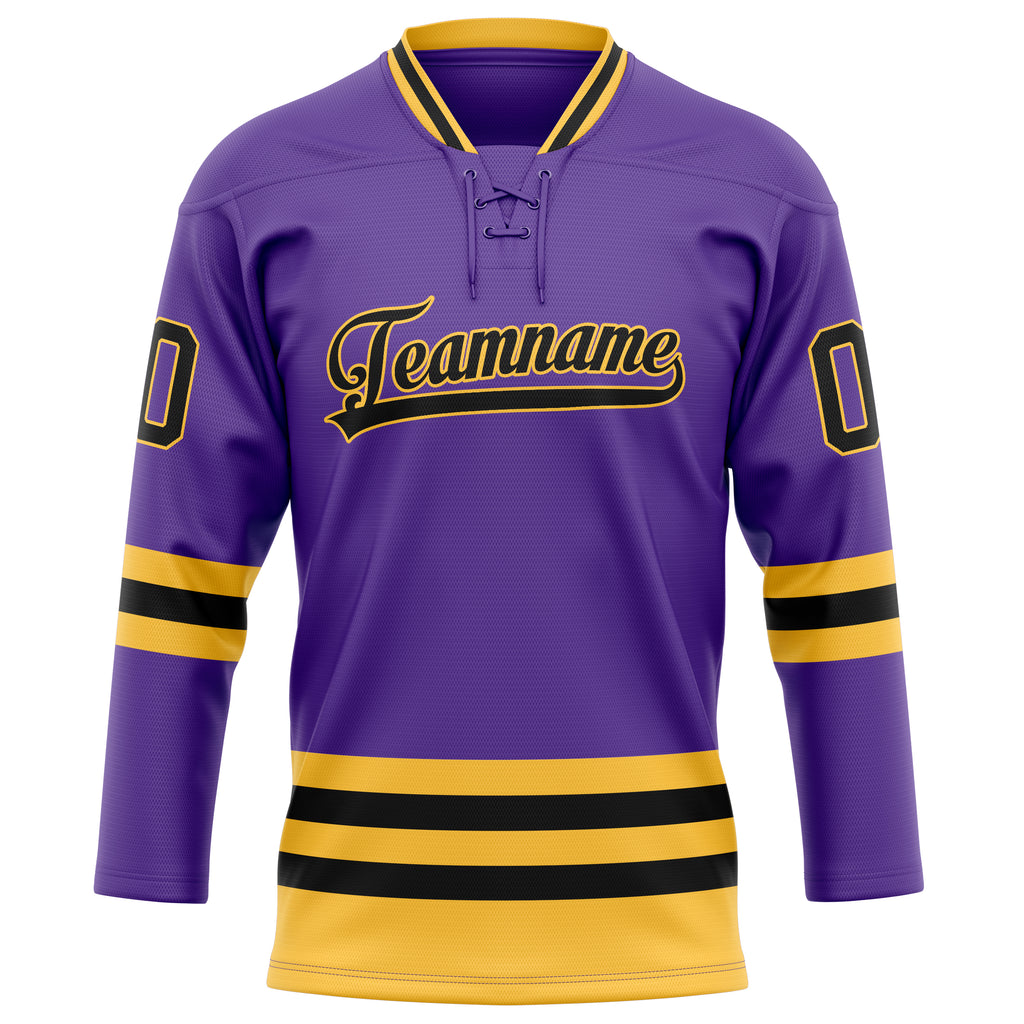 Personalized Purple & Gold Solid Colour Hockey Jersey