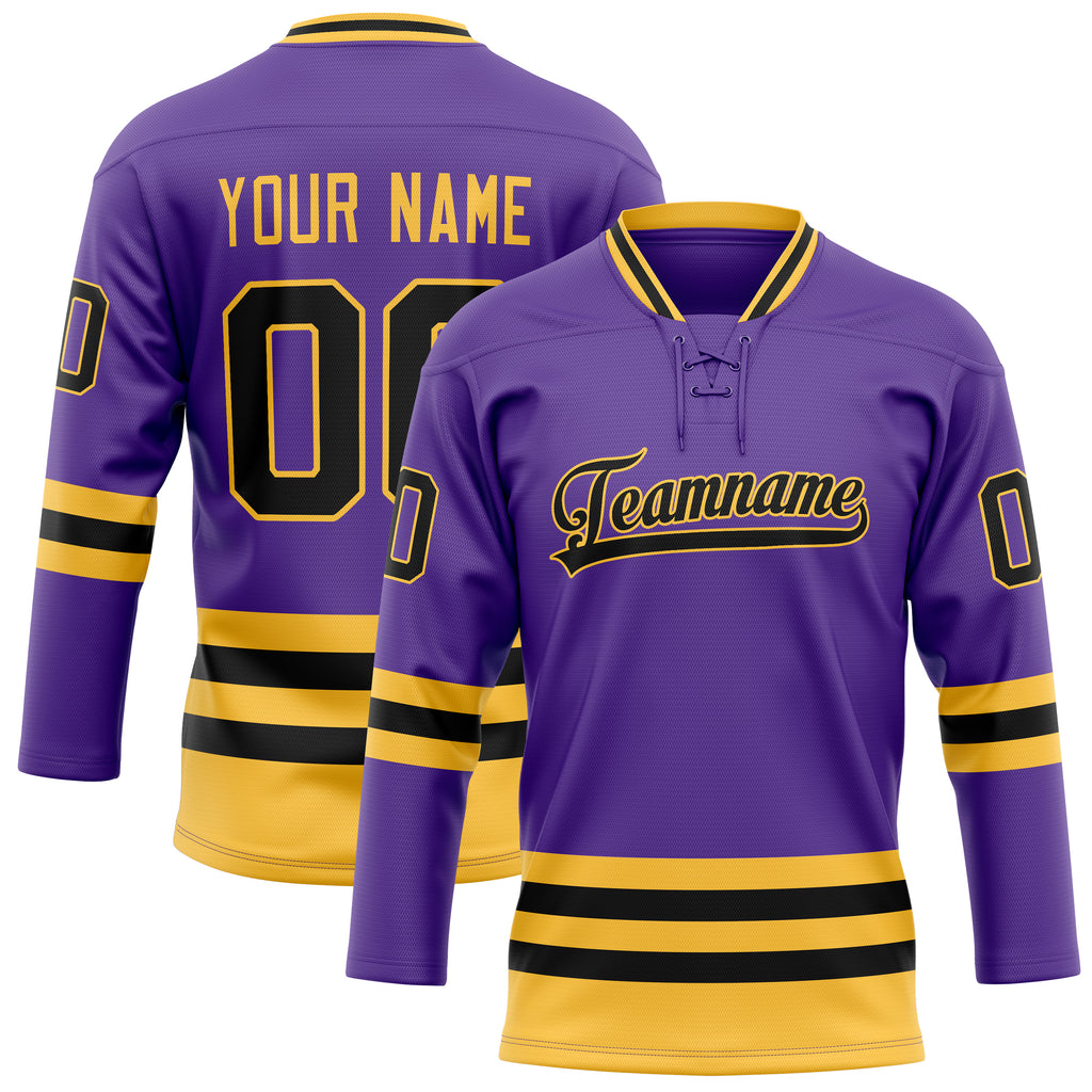 Personalized Purple & Gold Solid Colour Hockey Jersey
