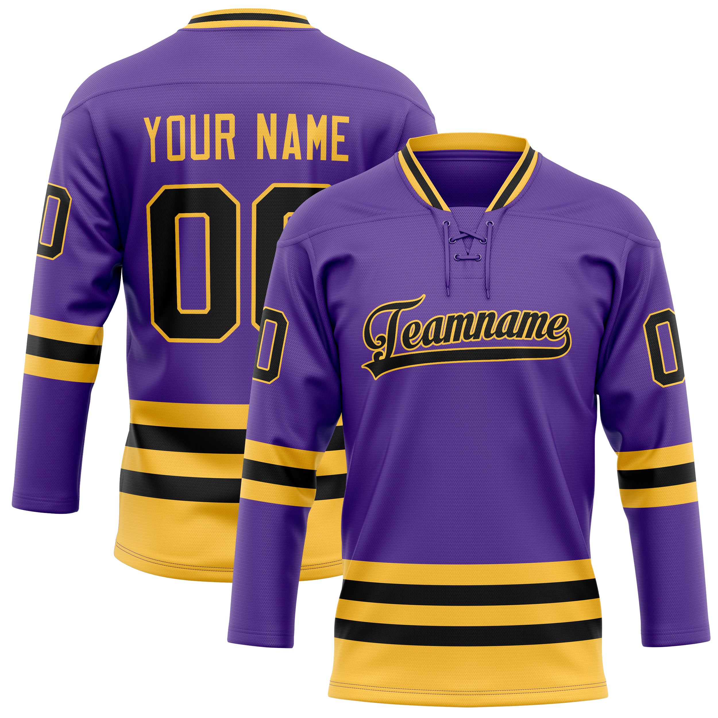Personalized Purple & Gold Solid Colour Hockey Jersey