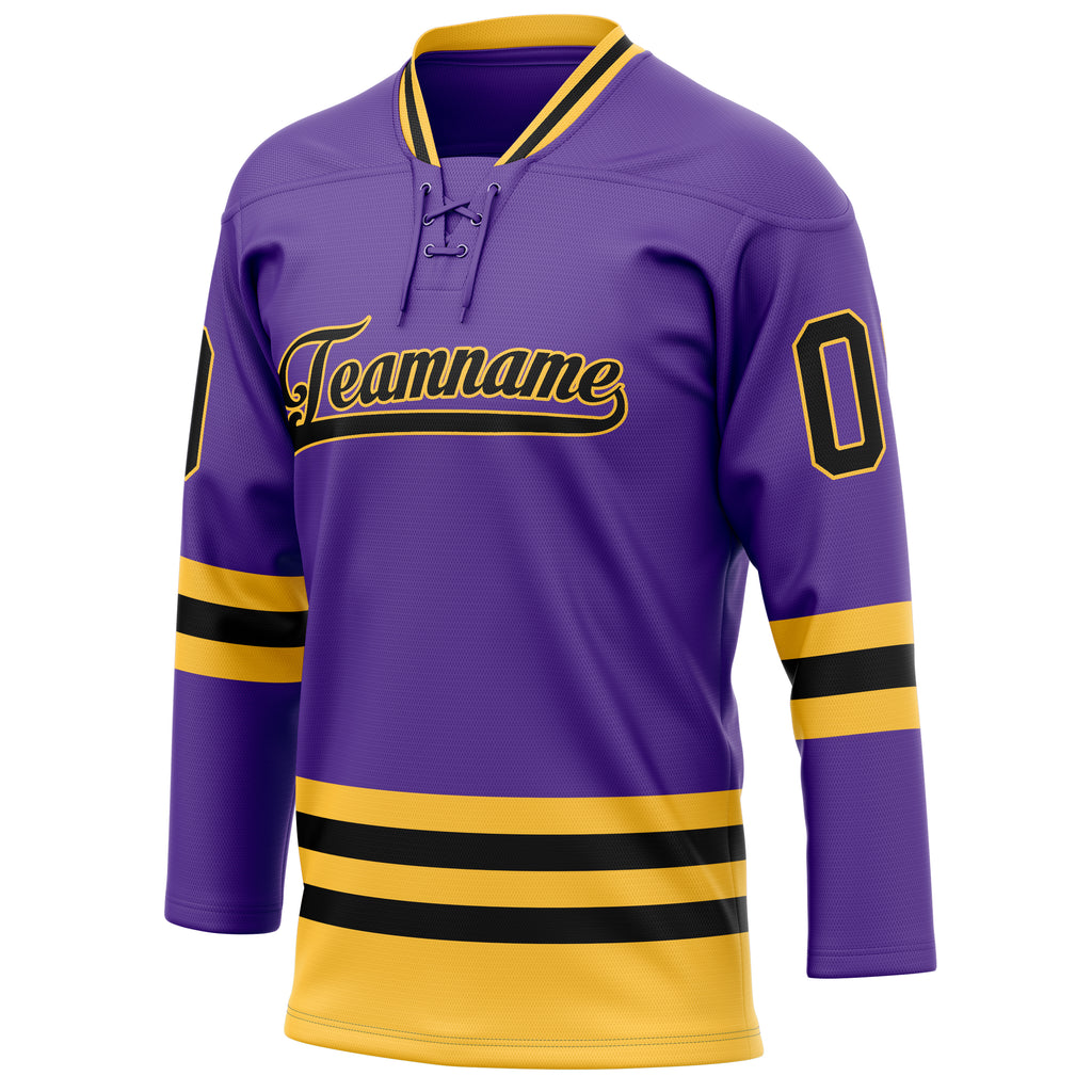 Personalized Purple & Gold Solid Colour Hockey Jersey