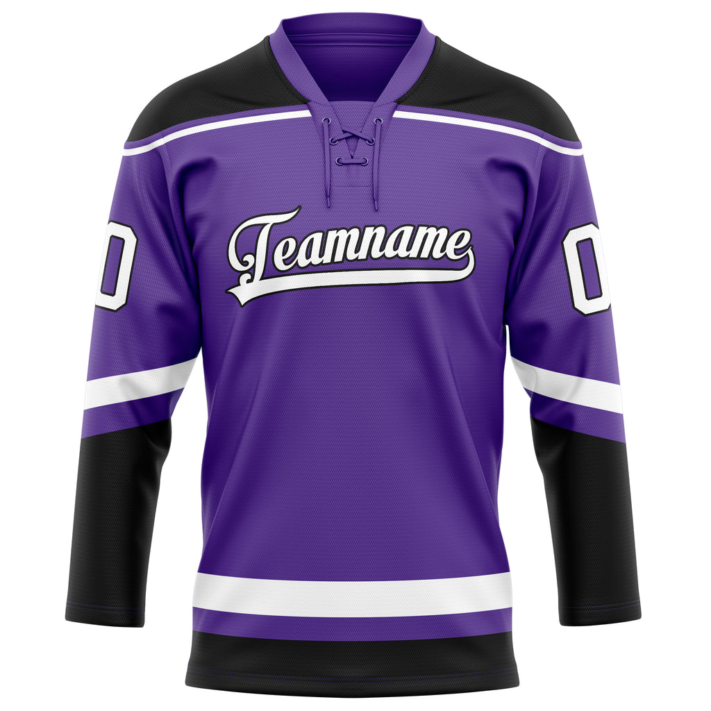 Personalized Purple & Black Solid Colour Hockey Jersey